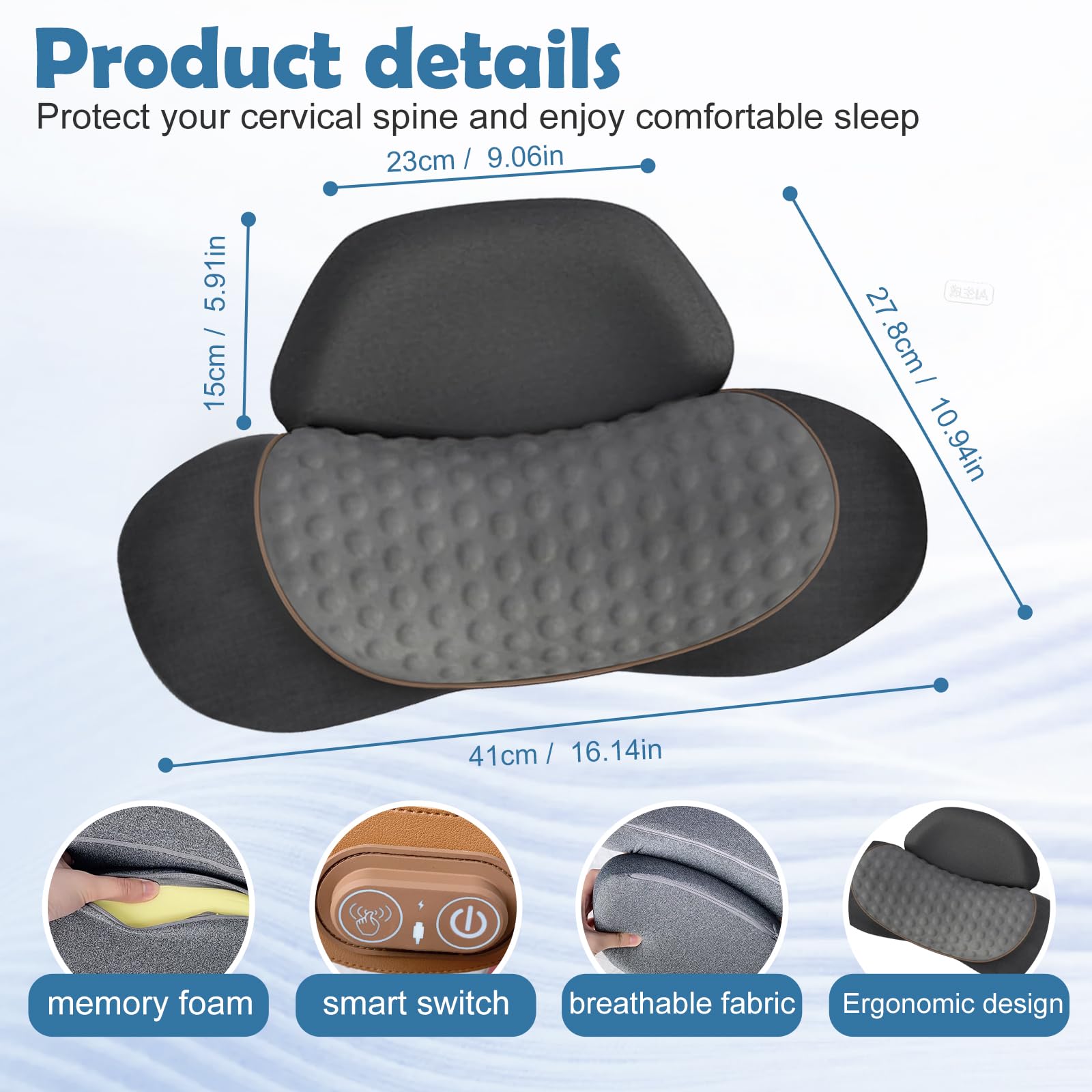 3-In-1 Neck Massager Pillow, Neck Massager with Heat and Traction, for Stretcher Massage — view 7