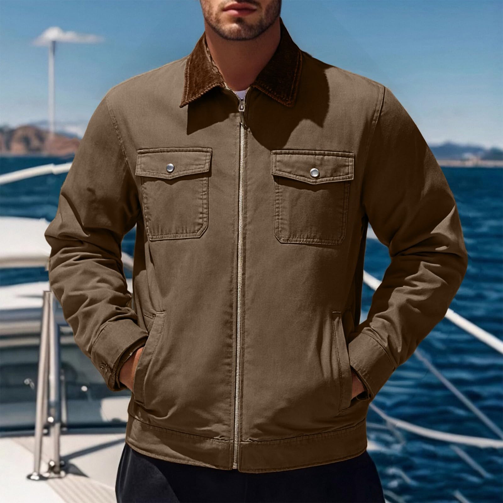 Générique Veste Hiver Homme Chaude Léger Slim Fit Manteaux Manches Longues D'automne Et D'hiver Coupe Vent Imperméable Décontracté Jacket Promenades En Ville, Tenue De Ville