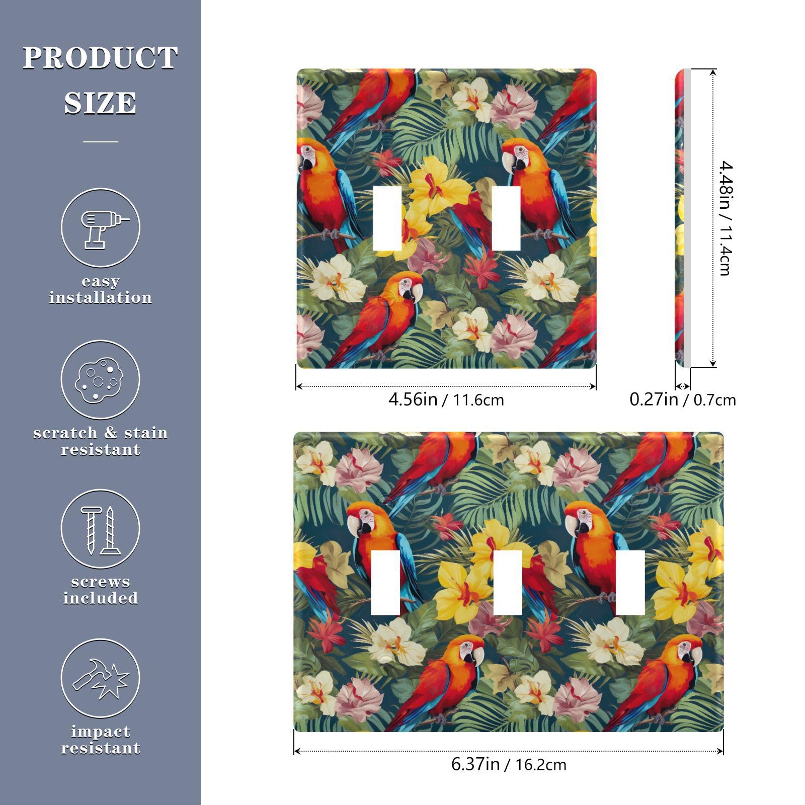 UMIRIKO Parrot Tropical Light Switch Cover Plate Covers Decorative Double Toggle Home Decor 202a8793