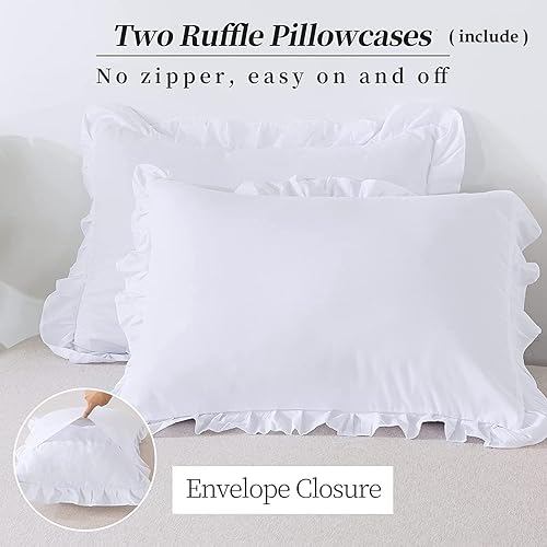 Miniatura 2 de Luxuriate Hotel - Juego de funda de edredón de 1000 hilos, hipoalergénica, ultra suave, 100% algodón egipcio con volantes, con cremallera y 2 fundas