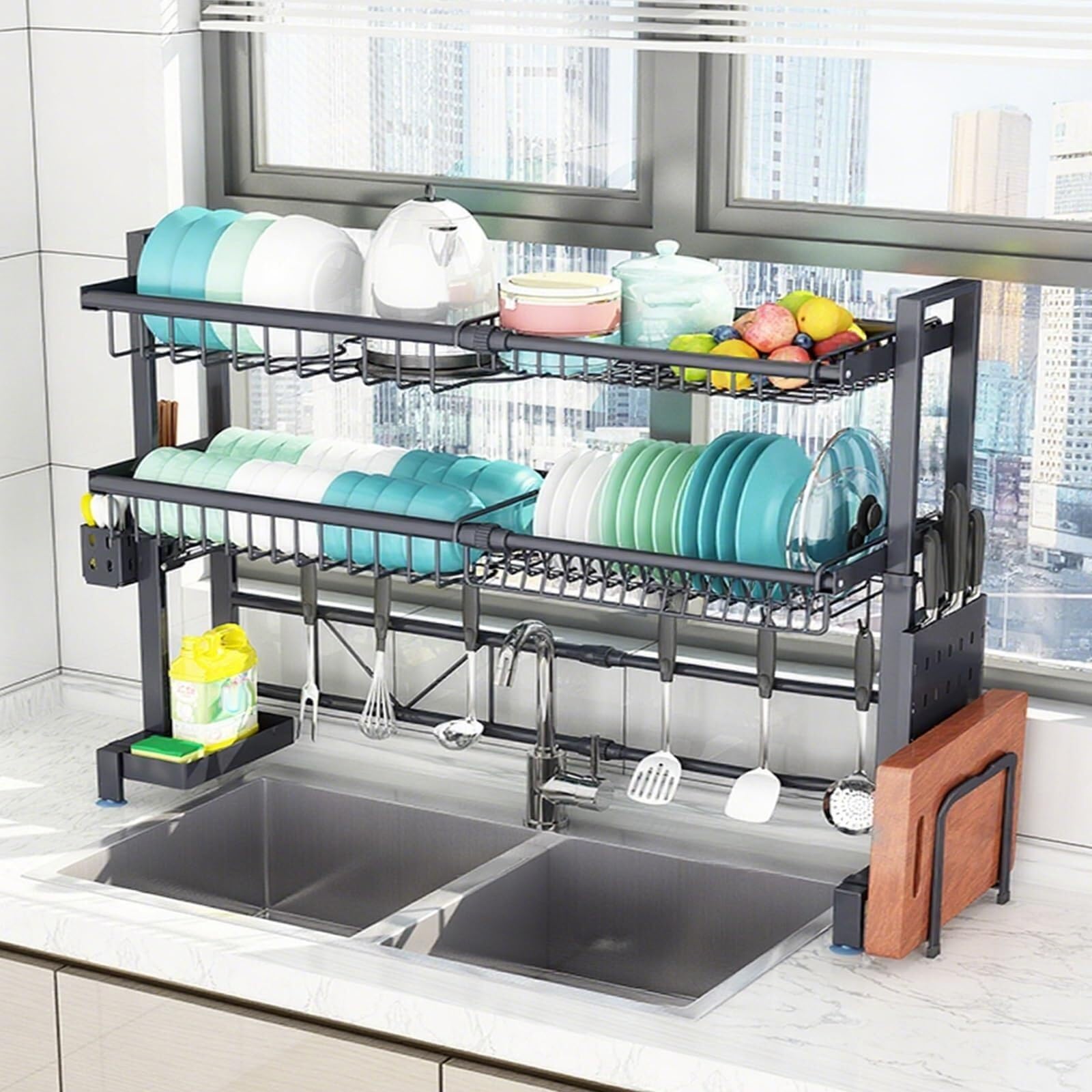 Over The Sink Dish Drying Rack (Expandable Height and Length) dish drainer