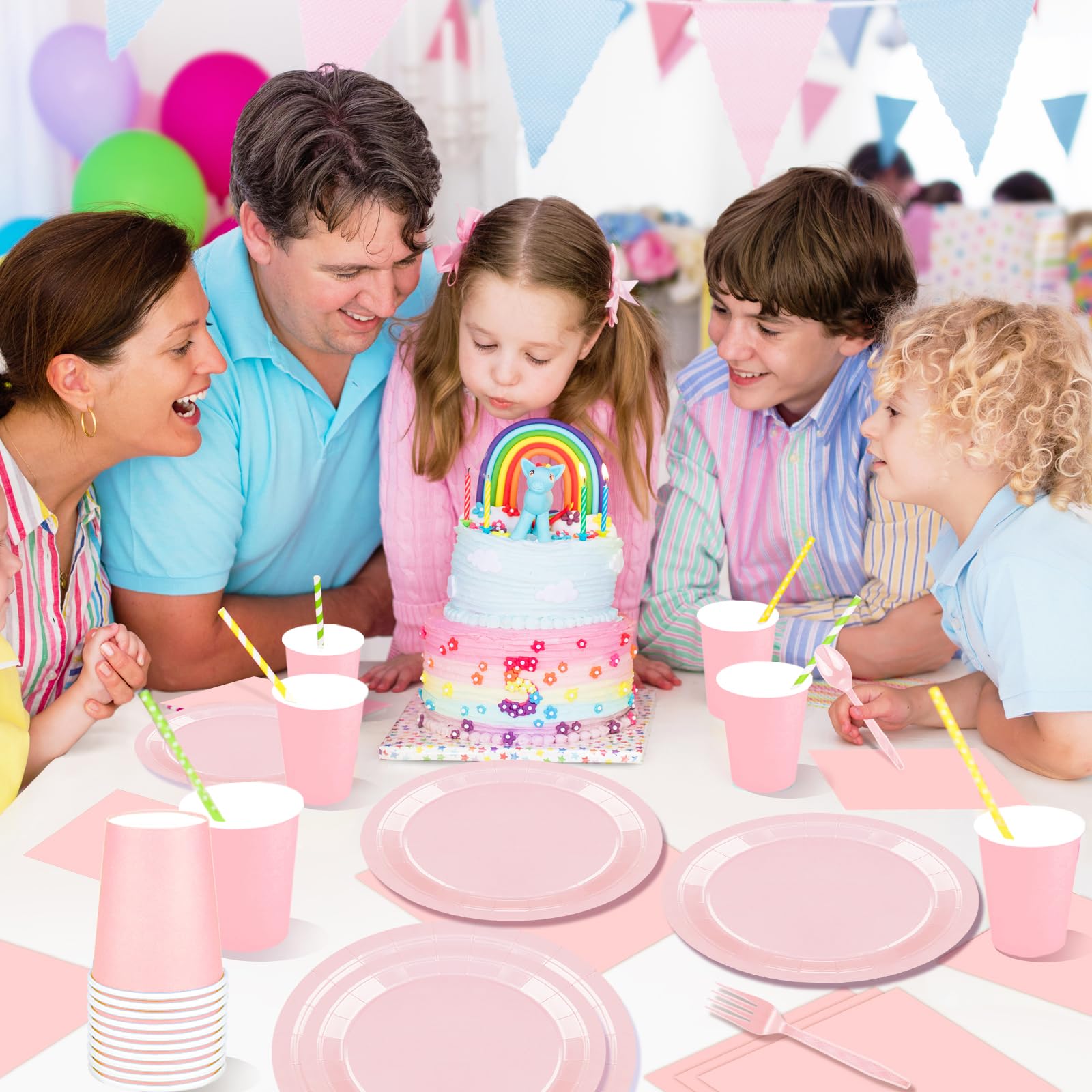 Pink Party Supplies Set - 228 Piece for 30 Guests -5 Pink Party Supplies Set - 228 Piece for 30 Guests -5