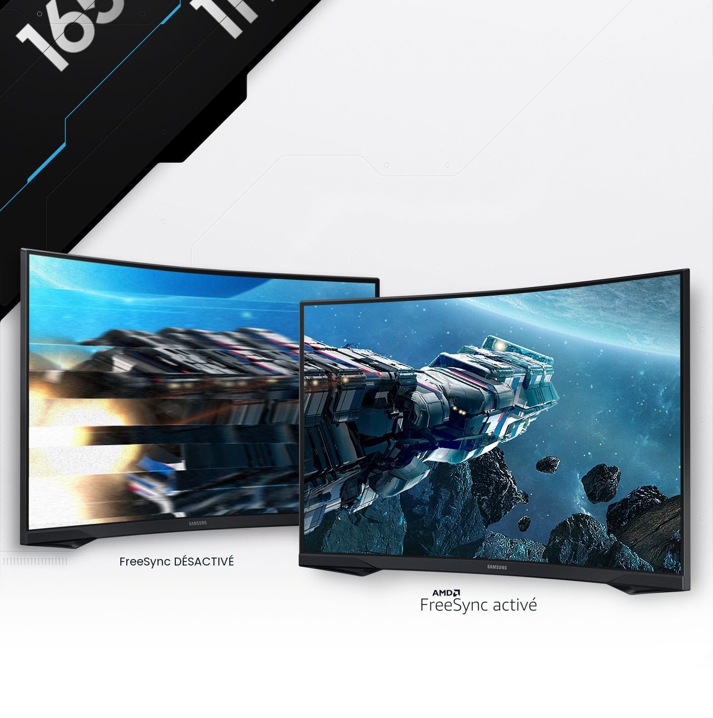 Samsung Ecran PC Odyssey G55C 32’’, 165Hz , 1ms, Dalle VA Incurvée 1000R, QHD : 2560x1440, 2500:1,HDR10, AMD FreeSync, Auto Source Switch +, Pied Ajustable, DisplayPort, HDMI