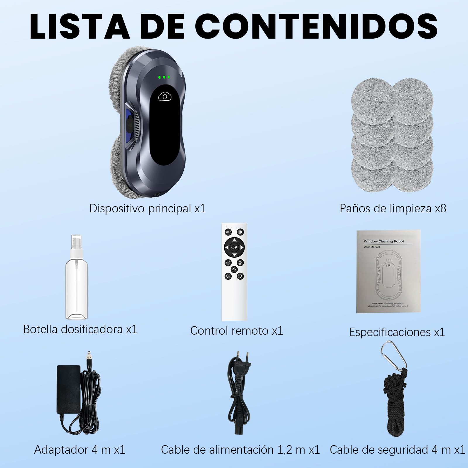 Keero Robot Limpiacristales, Lavado de Ventanas con Doble Boquilla y Potencia de Succión de 6000 Pa 2026 Mejorado, 3 Modos de Limpieza, Tanque de Agua 60ml, Limpia Cristales Electrico Ventanas