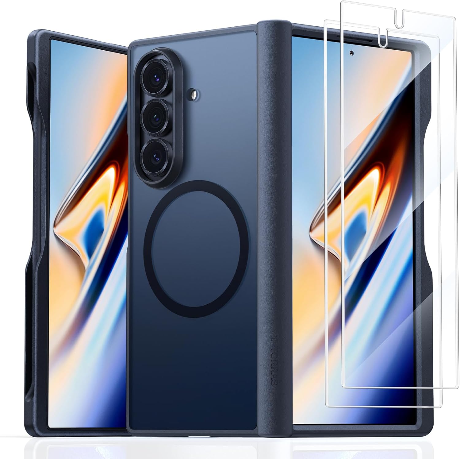 TORRAS Magnetic Shockproof for Samsung Galaxy Z Fold 7 Case with a Slot & Screen Protector, Fit for MagSafe, Mil-Grade Hinge Protection, Translucent Slim for Samsung Z Fold 7 Case, Black Black for Samsung Galaxy Z Fold 7