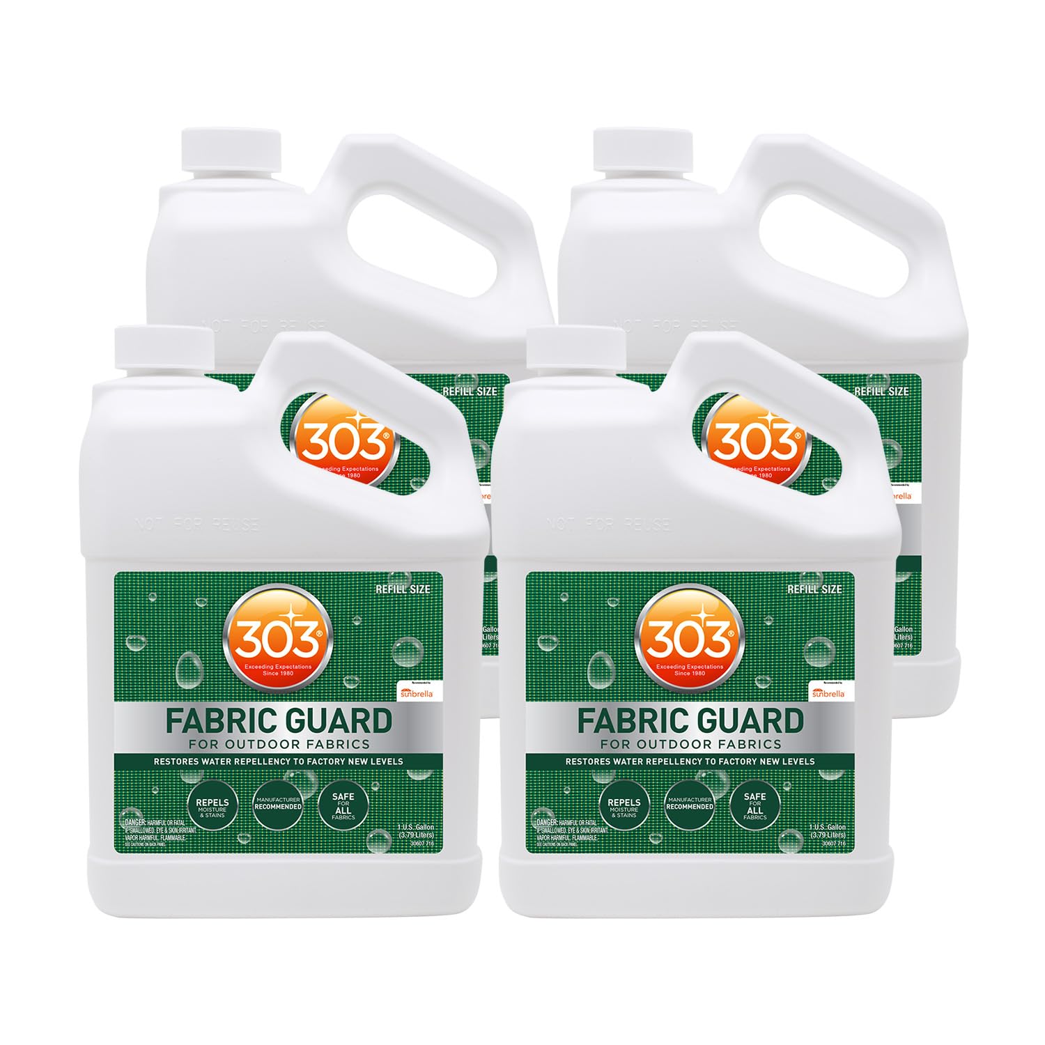 303 Products Fabric Guard – Water Repellent & Stain Shielding Fabric Protector Spray, Safe for All Outdoor Upholstery Fabrics, Easy to Use, Manufacturer Recommended Fabric Spray 1 Gallon (4 Pack)