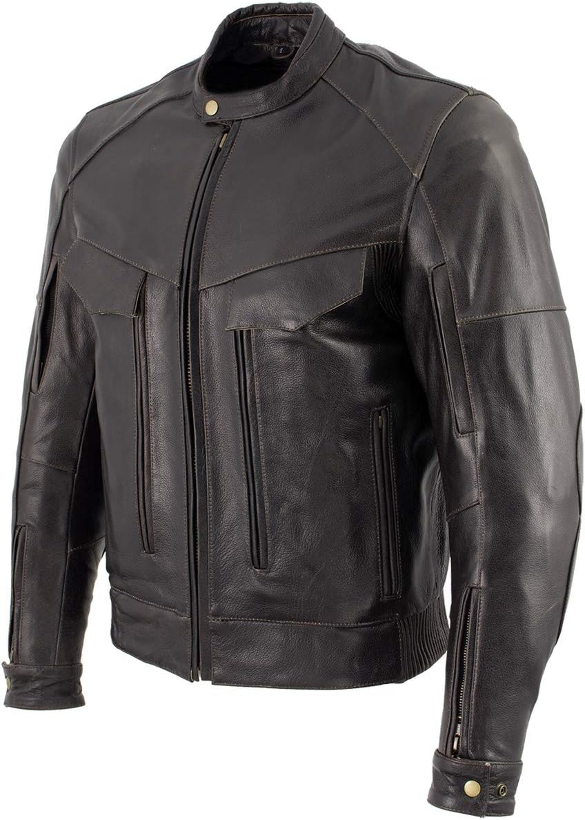 Xelement B7496 Men’s ‘Bandit’ Retro Distressed Brown Leather Jacket with X-Armor Protection – Small Xelement B7496 Men’s ‘Bandit’ Retro Distressed Brown Leather Jacket with X-Armor Protection – Small