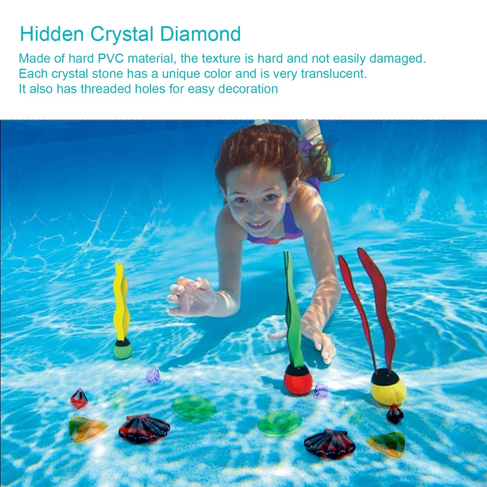 Jeu Chasse Au Trésor Plage Pierres Précieuses Acrylique 64 Pour Chasse Au Trésor Piscine | Gemmes Colorées Jeu Plongée Enfant Piscine Enfant Accessoires Piscine été Enfants