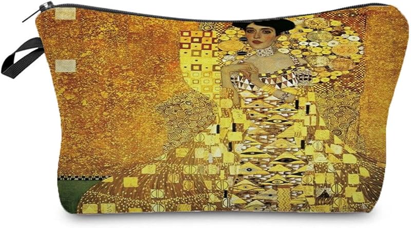 Necessaire de maquiagem Livel lhood com estampa Golden Oil Painting Klimt 01, Pacote com 1
