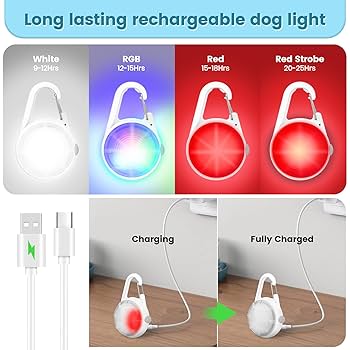 2 Pieces Glow Dog Collar Light 3 Modes Silicone LED Dog Cat Lights Clip-on For Night Dark