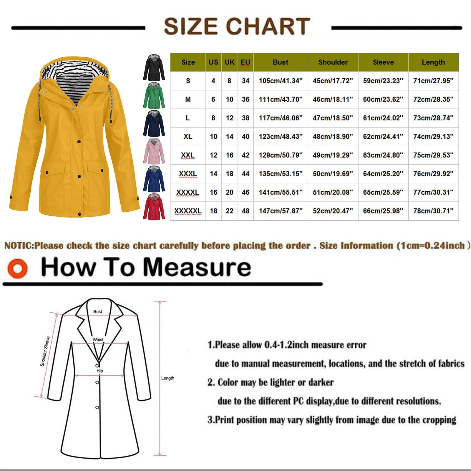 Veste Imperméable Femme Mi Saison Capuche Manches Longues Automne Hiver Randonnée Anti-Pluie