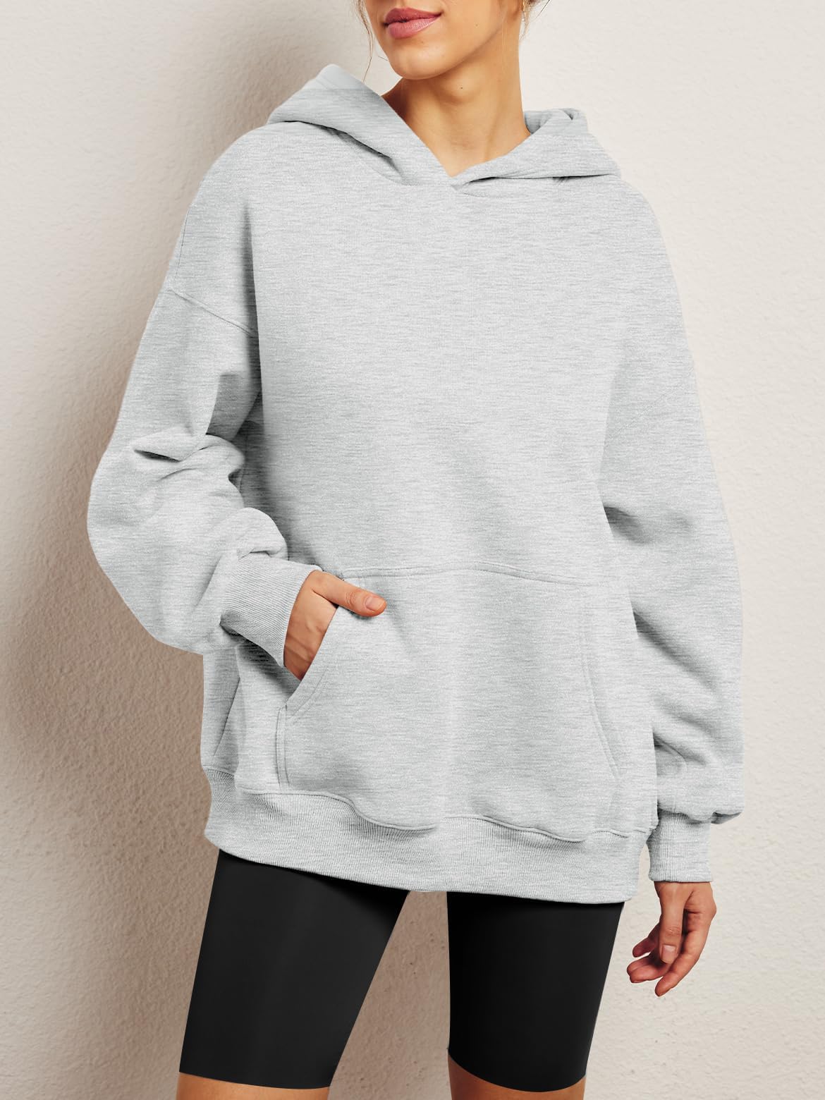 ABYOVRT Sudadera para Mujeres Oversize con Capucha Holgada con de Forro Polar básico Liso Talla Grande Hoodie Suave y Confortable Suelto Manga Larga Suéter Cálido Pullover Otoño Invierno,S-XXL