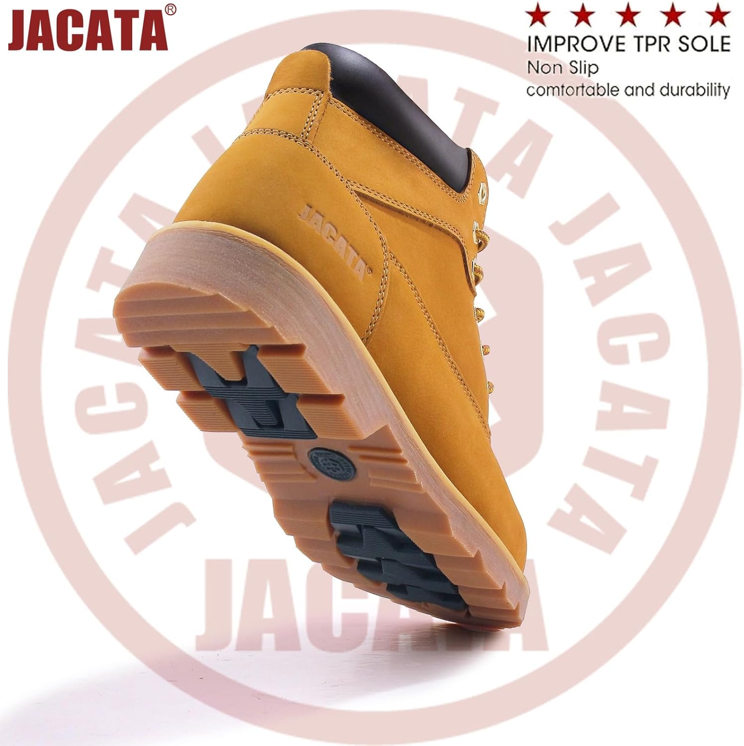 Jacata Steel Toe Work Boots For Men Water Resistant Leather Men's Safety Shoes 6" Non Slip Rubber Industrial Construction Boot - Image 5
