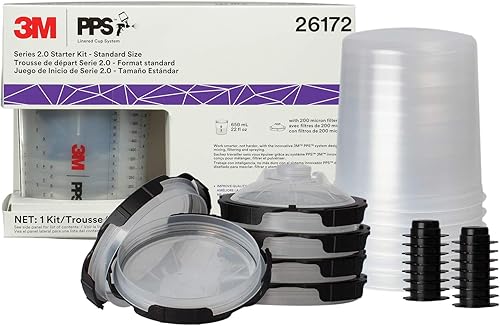 3M PPS 20 - Kit de inicio del sistema de pistola de pintura con copa tapas y forros 26172 22 onzas filtro de 200 micras uso para automóviles muebles
