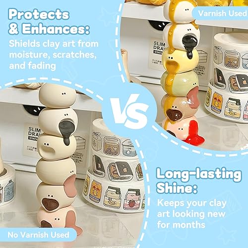 Miniatura 2 de Esmalte de arcilla seca al aire de 3.4 fl oz, barniz de arcilla utilizado para prevenir grietas de arcilla, arañazos y desgaste, mejorar el brillo