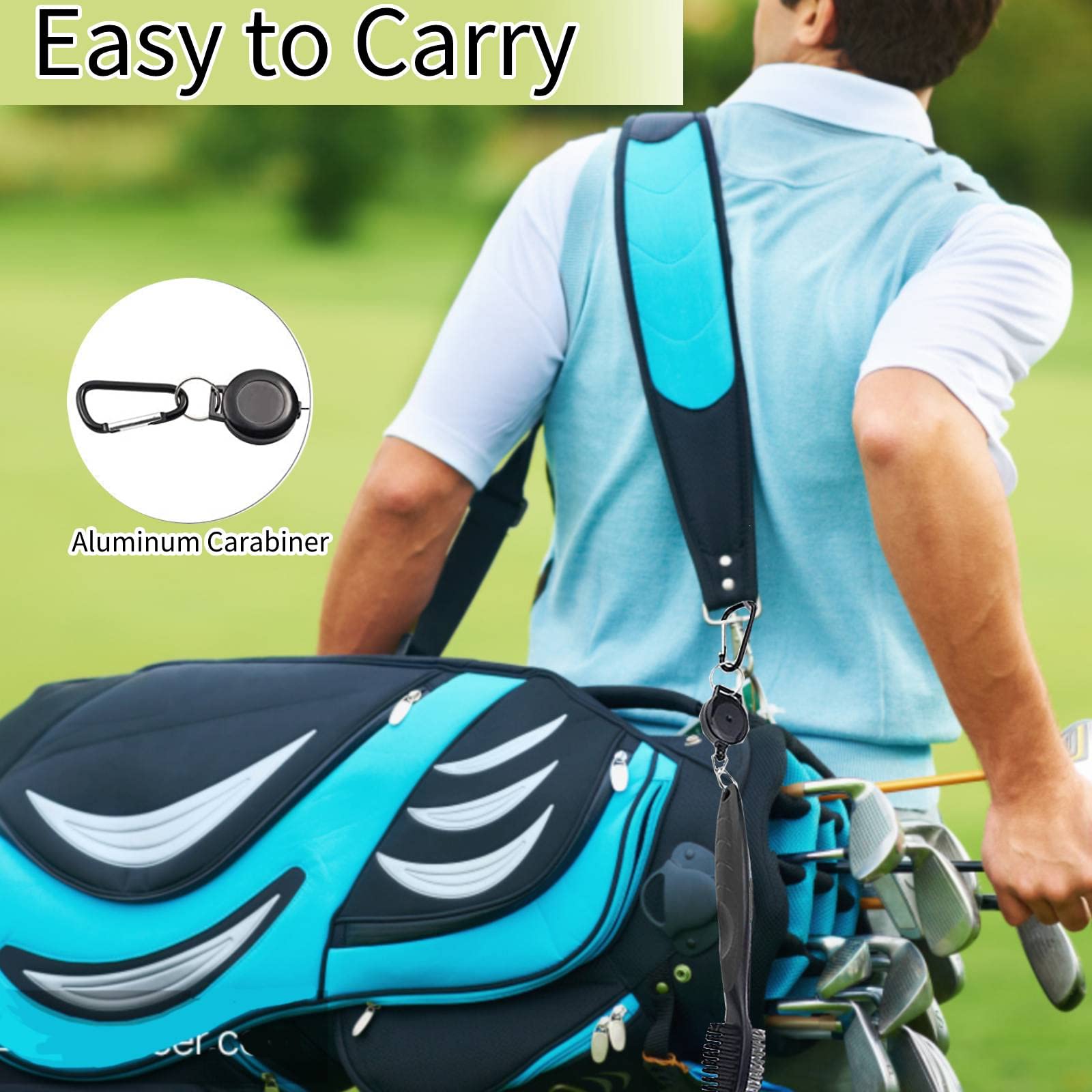 Spazzola per Mazze da Golf e pulitore per scanalature, 2 Pezzi Accessori per Mazze da Golf, con moschettone Retrattile in Alluminio e Impugnatura Comoda