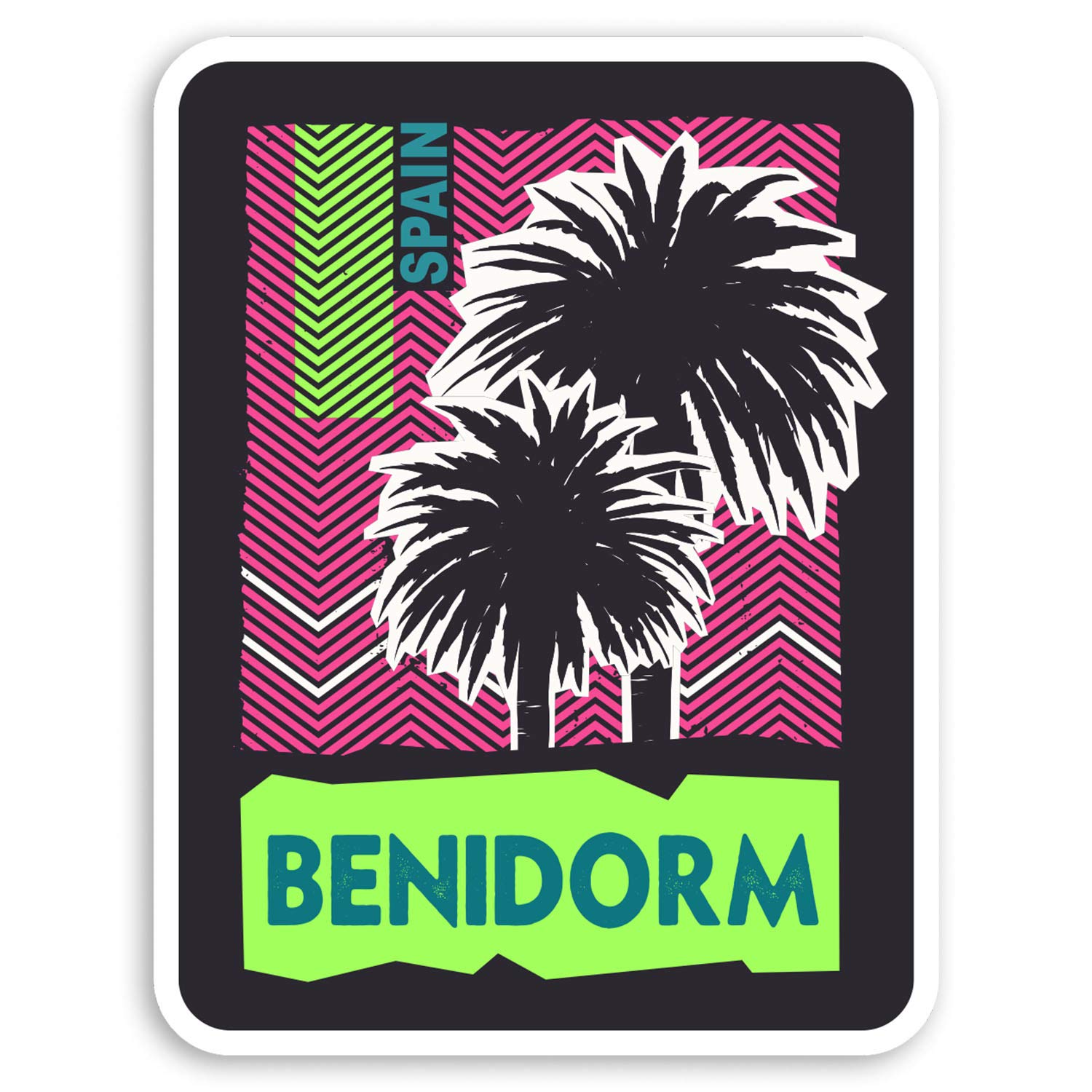 2 x 10cm Benidorm Spain Vinyl Stickers - Travel Holiday Sticker Luggage #20530 (10cm Tall)