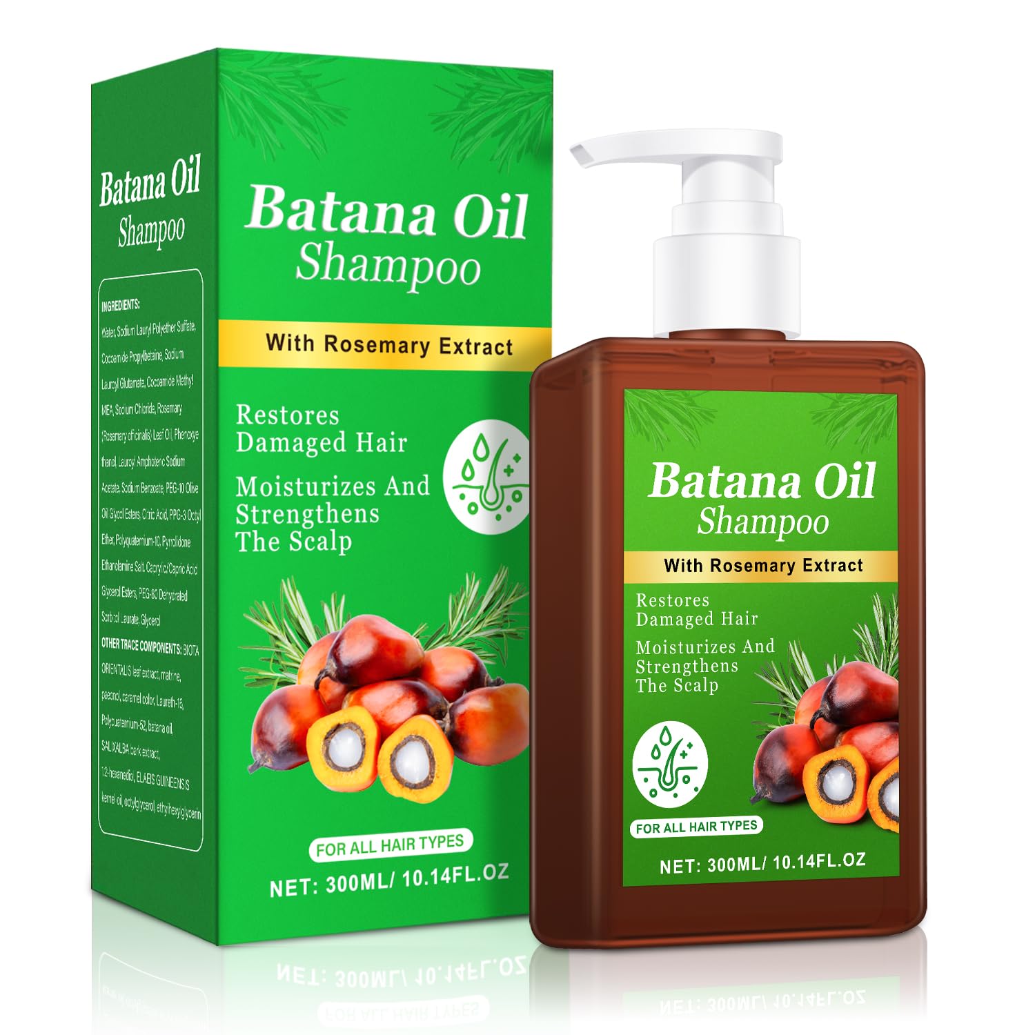 -Promote Hair Growth,Rosemary Shampoo,Nourishes Scalp, Reduces Breakage & Adds Shine,Reduces Hair Loss (Batana Shampoo-(10.1 fl oz))