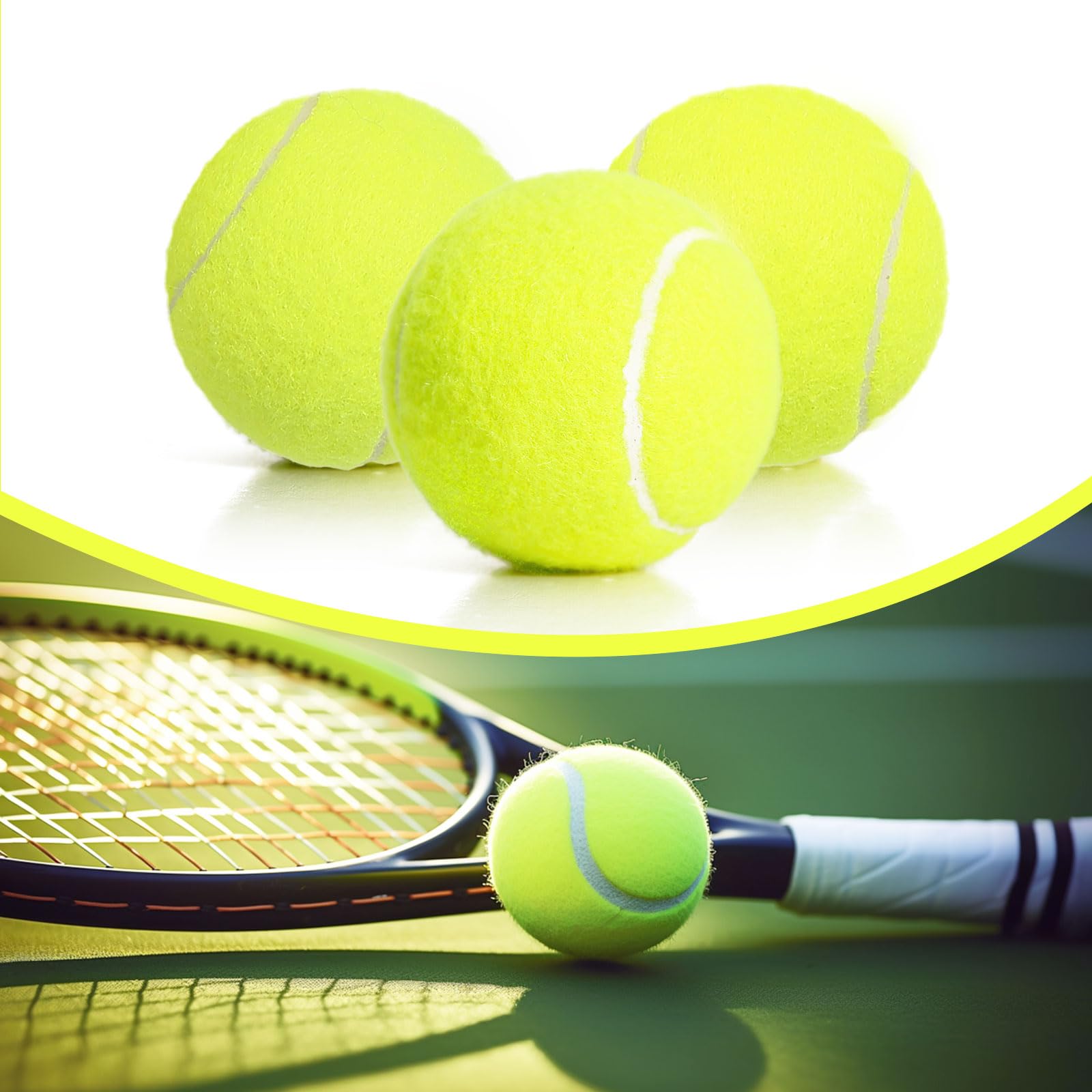 Paquete de 12/18 pelotas de tenis para entrenamiento, jugar a perros y practicar con bolsa de malla para transporte y entrenamiento de principiantes