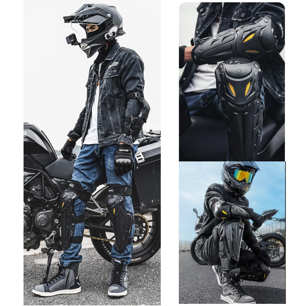 Moto Genouillères Protège Tibias Kit de Course, Motocross Ajustable Camouflage Motocyclette Protège Équipement pour Les Adultes Camouflage Colour