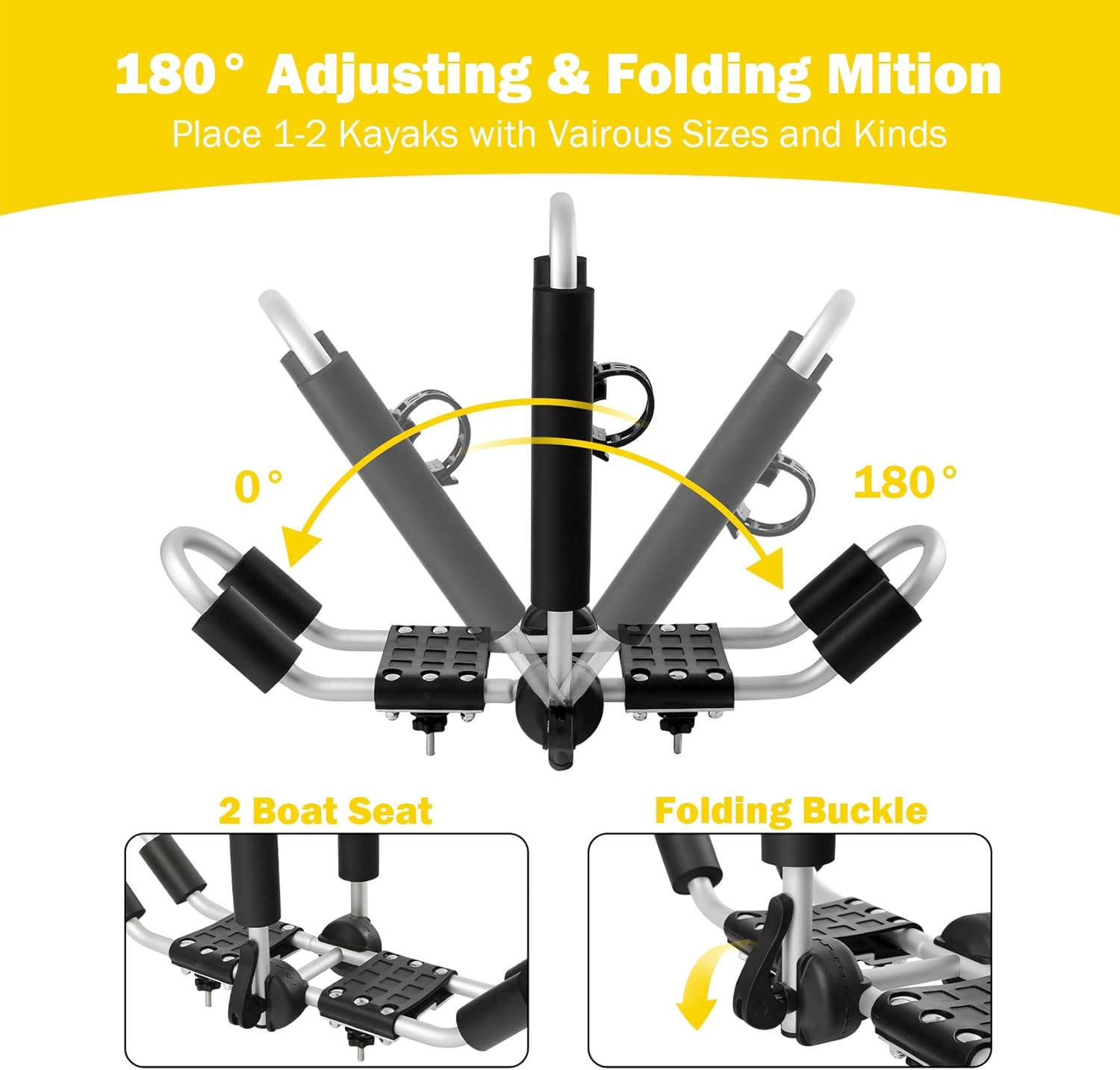 Buy PIRIPARA Kayak Roof Rack for 2 Kayaks, Folding Kayak Rack JBar