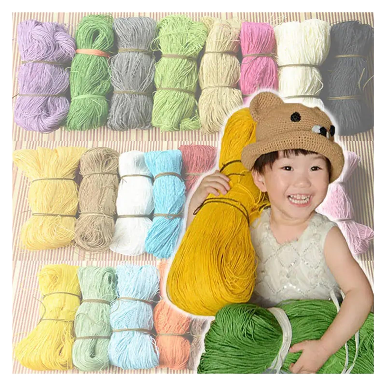 HäKelgarn Raffia-Strohgarn, Strickgarn, Häkelgarn, Sommerhutgarn, Raffiafaden for Häkeln, Stricken, DIY, handgefertigt(Color 3)