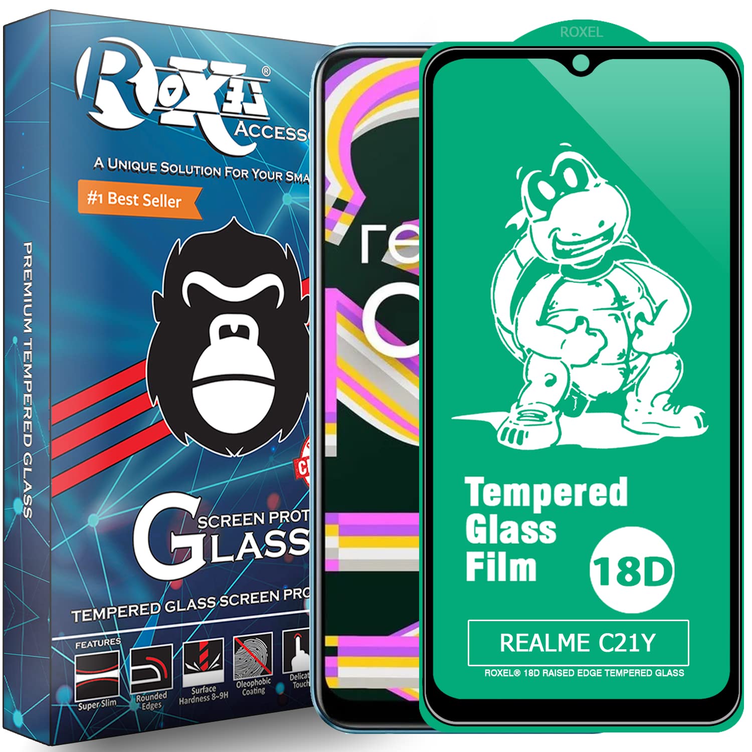 Roxel 18D Edge To Edge Tempered Glass Compatible For Realme C21Y (Pack Of 1) [Resin Airbag Edge | Glossy Finish] (B0BHP8NK9V) Amazon Price History, Amazon Price Tracker