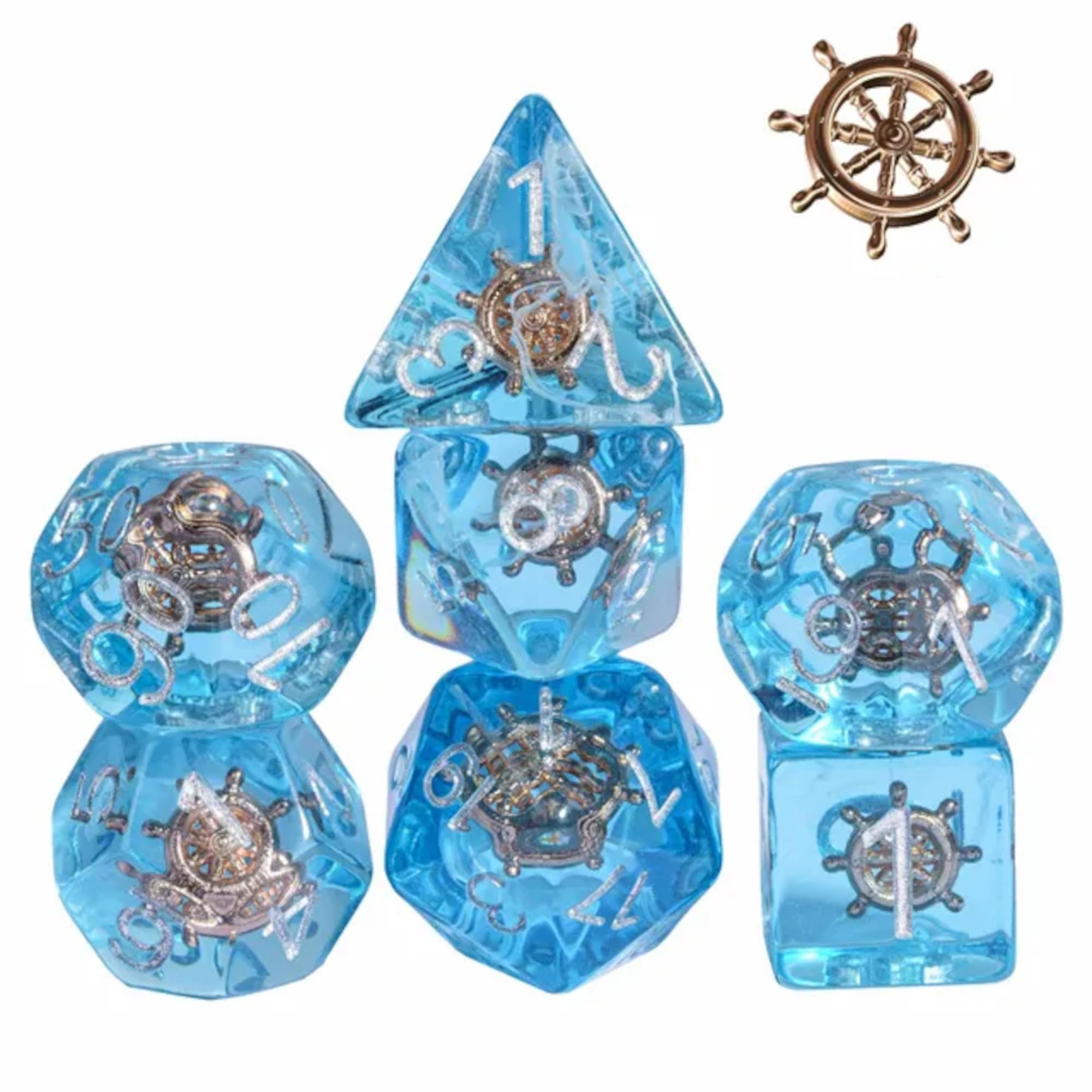 Navigator's Charm Dice Set, Pirate Dice Set, Dungeons and Dragons Dice Polyhedral Dice Set