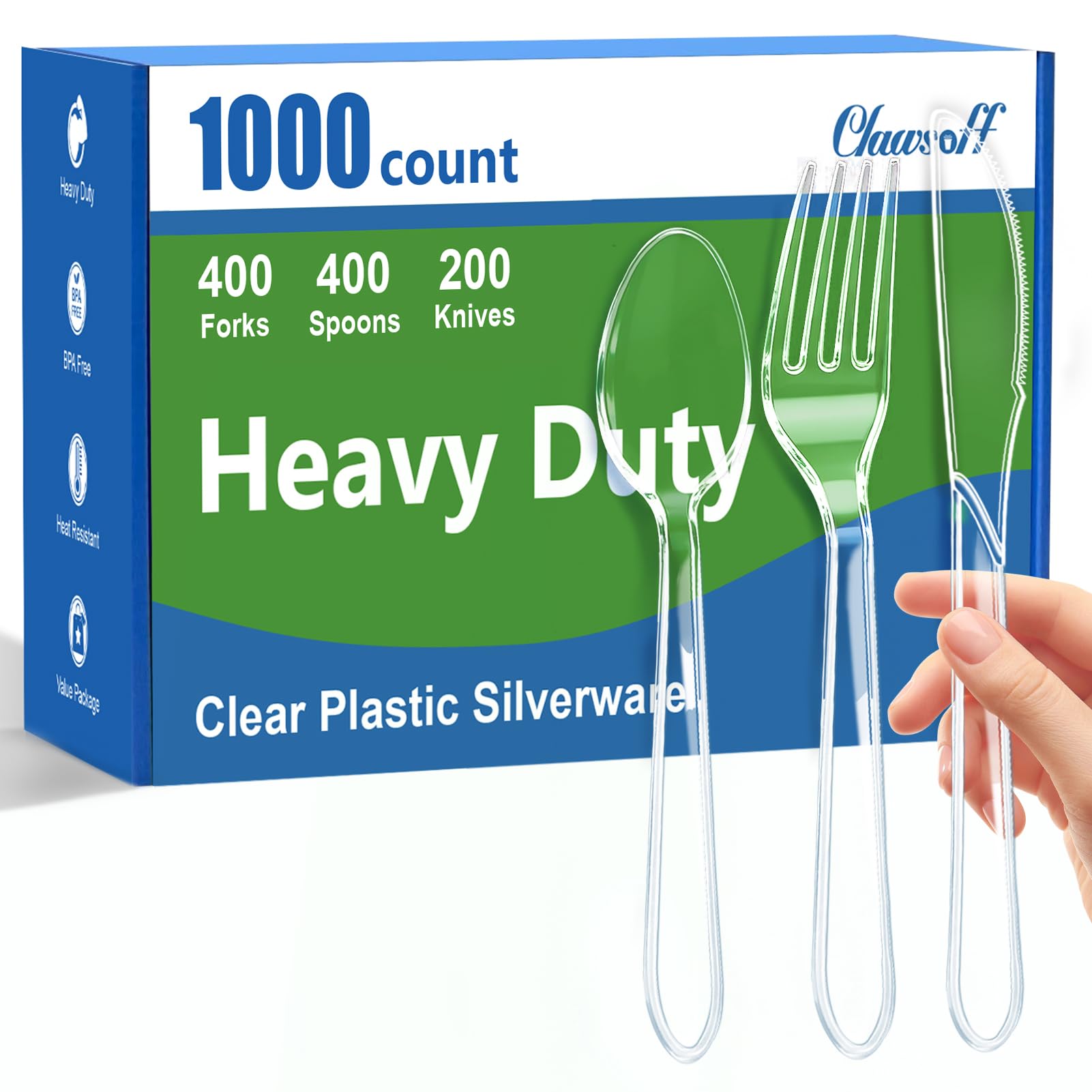 Clawsoff 360 Clear Plastic Silverware Set -9