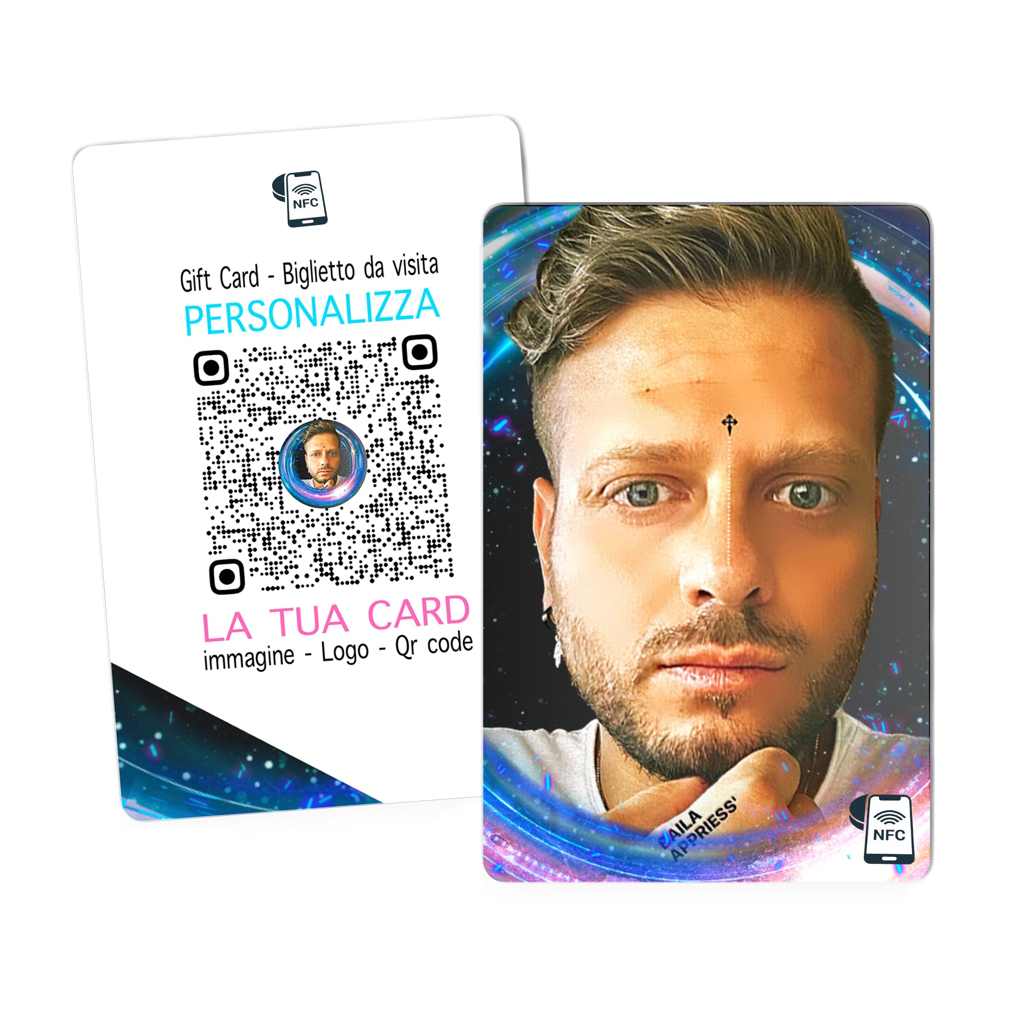 Card NFC Personalizzata in PVC - Biglietto da Visita Digitale Smart con Chip NTAG213/216 - Stampa Professionale Fronte/Retro Logo, Foto - Tessera Badge, Controllo Accessi, Social e Recensioni (1)