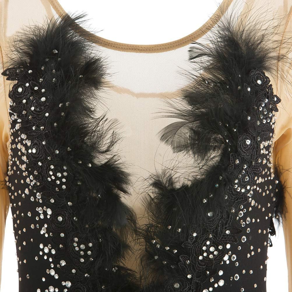 Long Sleeve Ice Skating Performance Dresses Figure Skating Competition Dress Women's Girls' Gymnastics Leotard