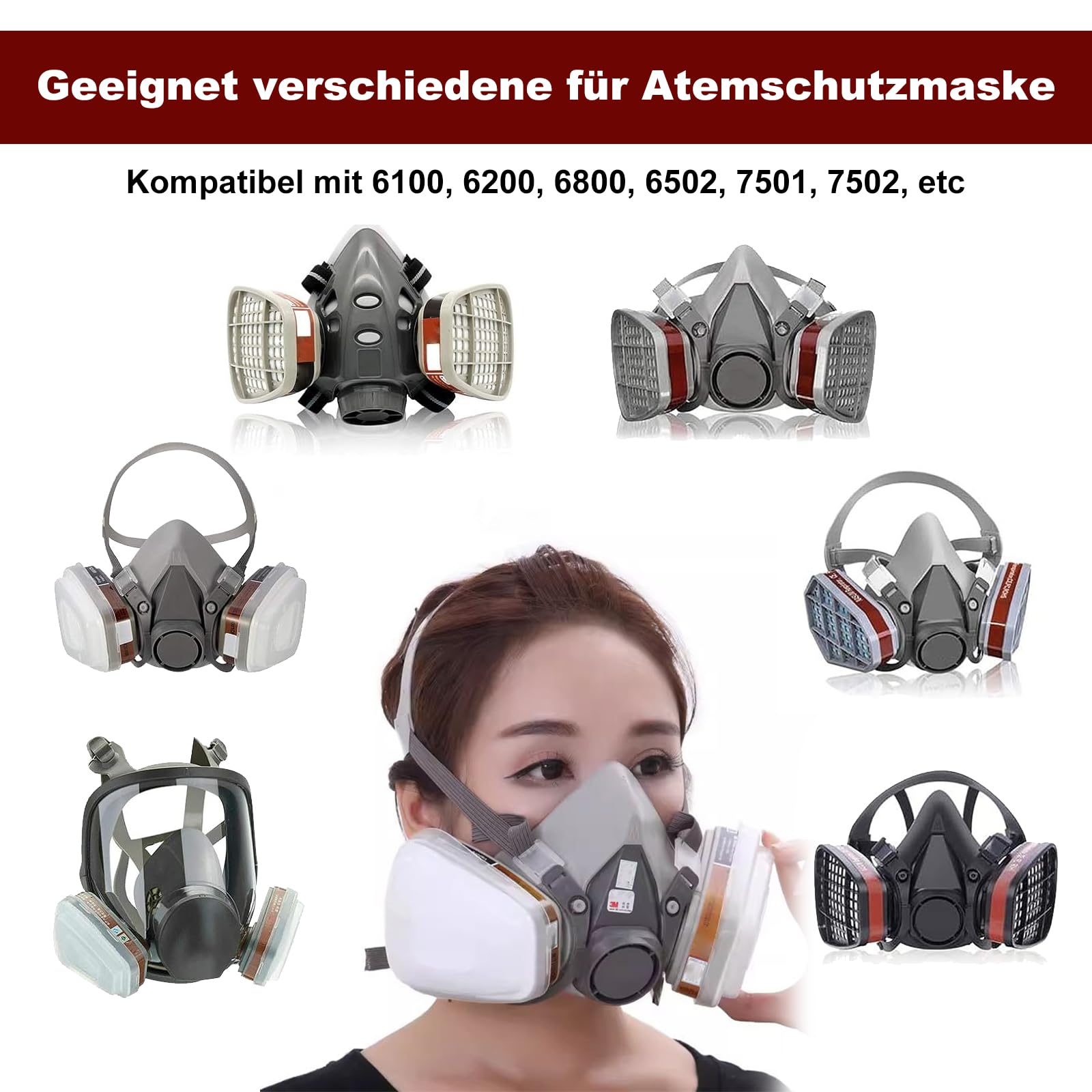 10 filtros para máscara respiratoria, 6001 para máscara pintura, cartuchos de vapor orgánico, filtro químico de pintura contra polvo, gas, vapores orgánicos, con 6100/6200/7501/7502/6502/6800