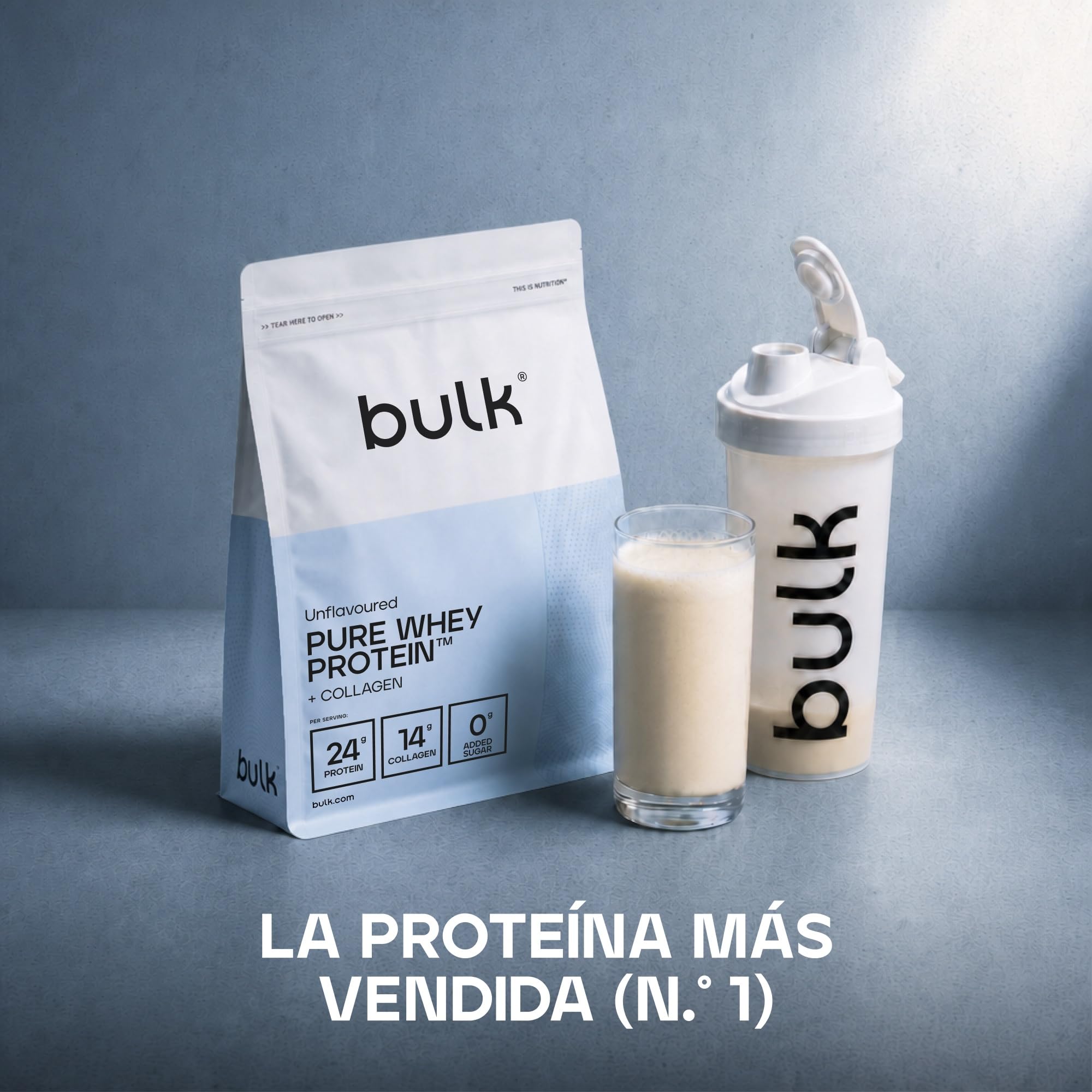 Bulk Pure Whey Protein + Colágeno, Sin Sabor, 4kg