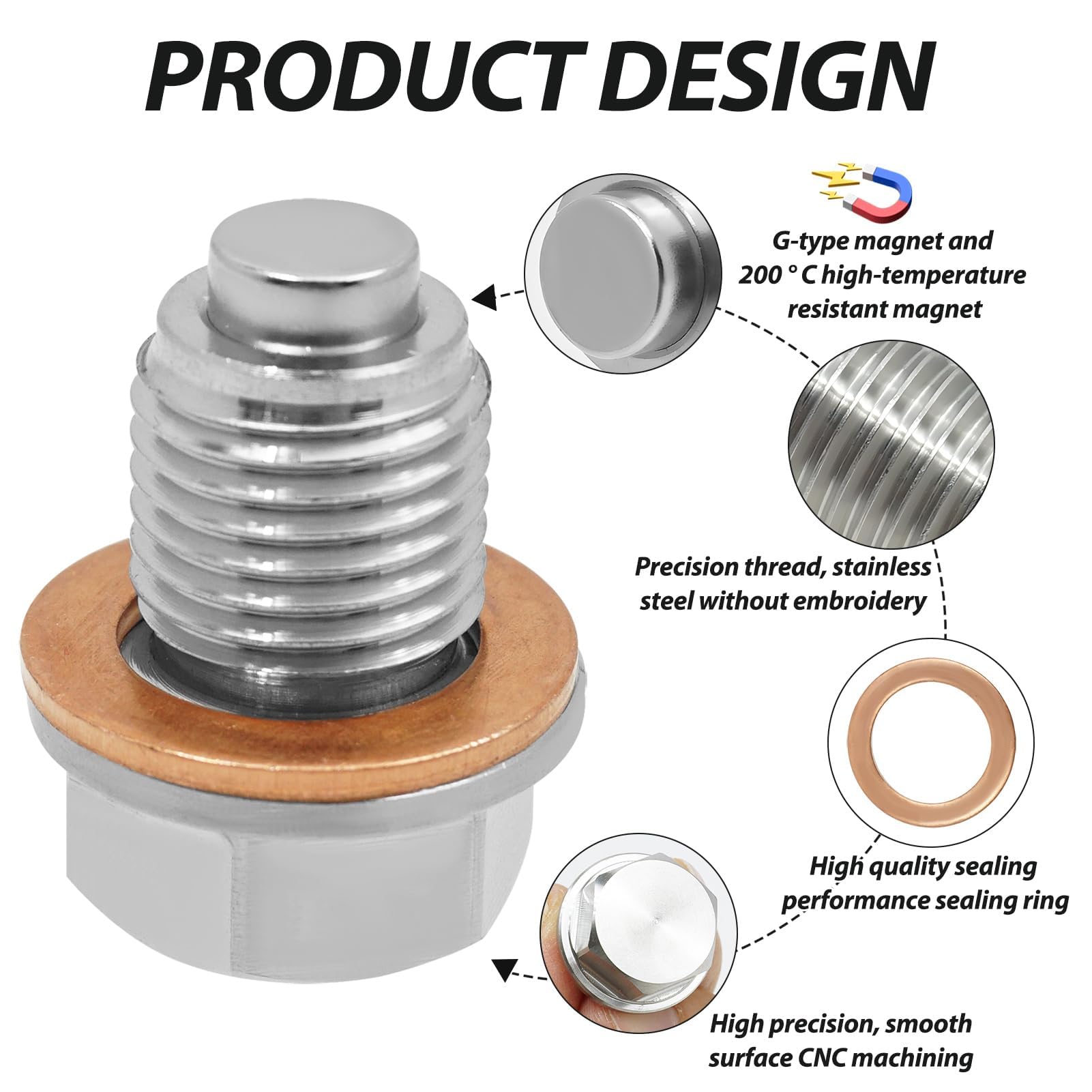 Filtro Magnetico Olio Tappo Scarico Olio Magnetico In Lega Alluminio - M12x1 .5, Sostituzione Universale Vite Coppa Olio - Foto 6