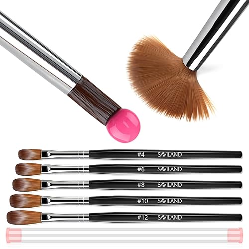 Saviland Kit de pinceles de uñas acrílicas, tamaño 81014, pinceles de uñas acrílicas para aplicación acrílica, kit profesional de uñas acrílicas con