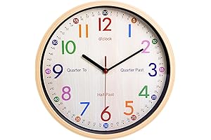 12 inch Teaching Clock for Kids | Silent Non-Ticking Educational Wall Clock for Learning Time