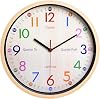 JoFomp Learning Clock for Kids | 10 inch Telling Time Teaching Wall Clock, Silent Non-Ticking Quartz Decorative Wall Clock for Teacher's Classrooms or Children's Bedrooms (Yellow)