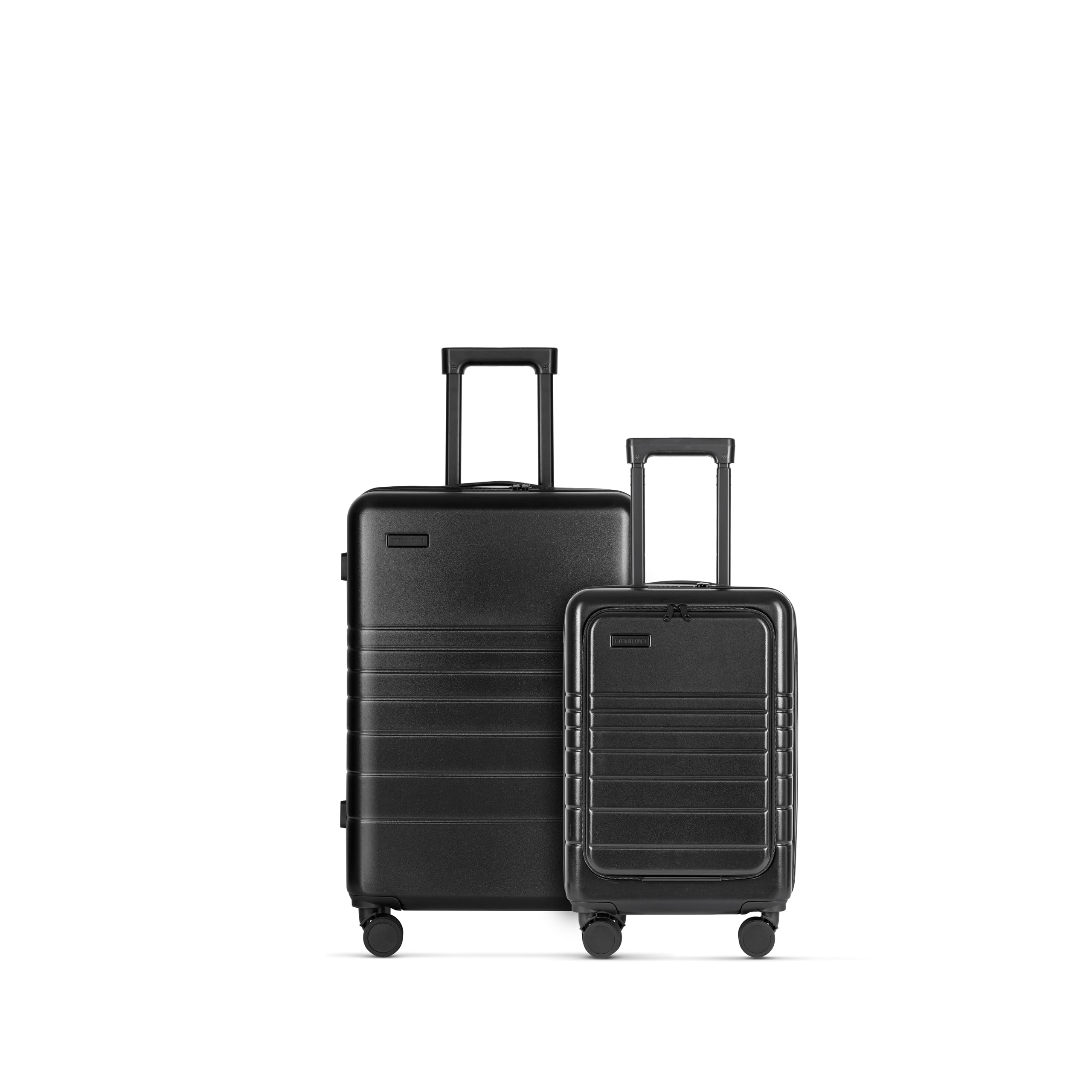 ETERNITIVE - Hartschalenkoffer Set - Klein und Mittel I Leichter Rollkoffer aus ABS I Größe: 65,5cm & 55 cm I Reisekoffer mit Rollen 360° I Handgepäck 40L & 62,5LI Trolley mit TSA-Schloss I Schwarz