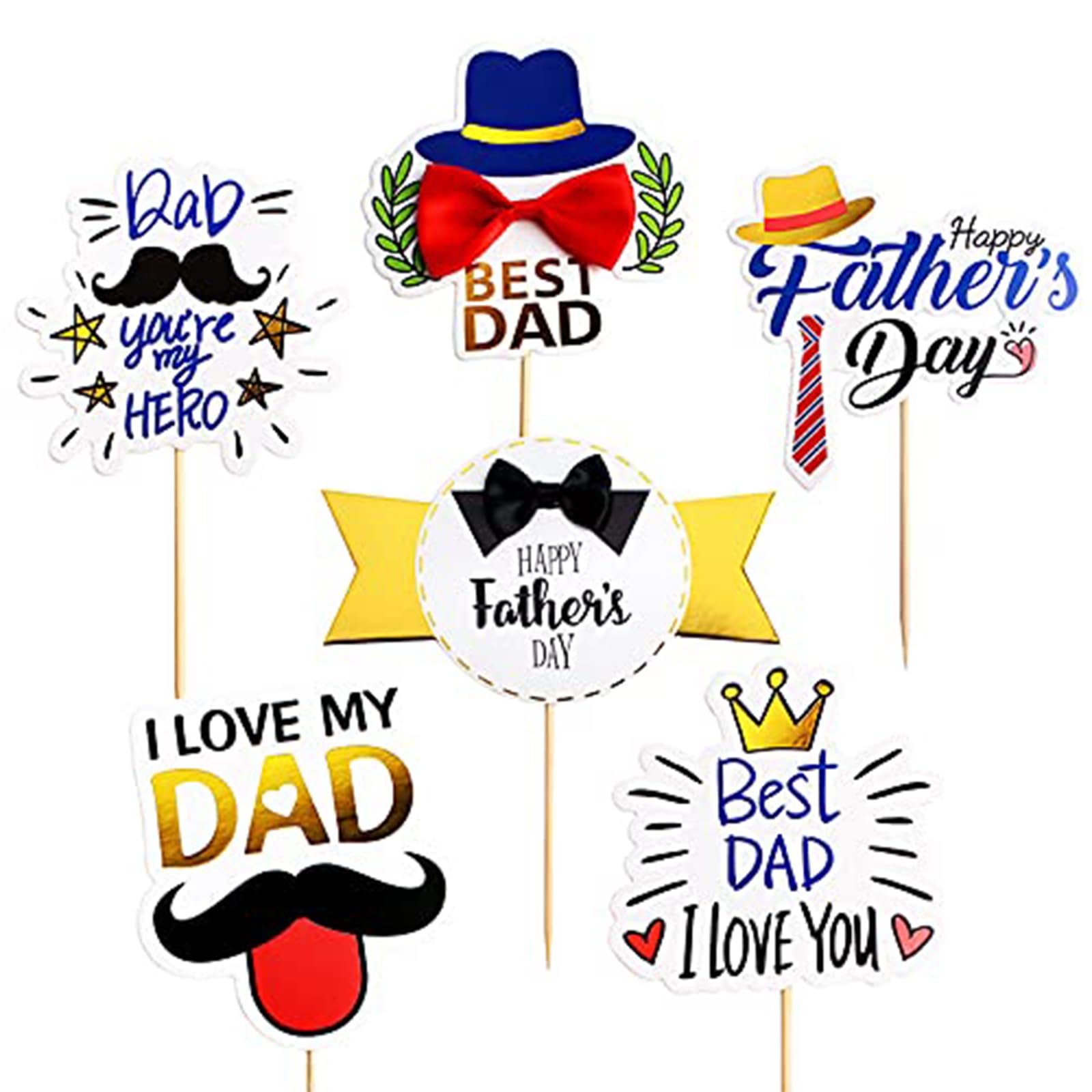 10PCS Happy Fathers Day Cupcake Toppers Decorations “Best Dad”, “I Love My Dad” for Birthday Party Ideal for Cakes, Cupcakes, Desserts, Parties, Family Gatherings And Father’S Day Celebrations