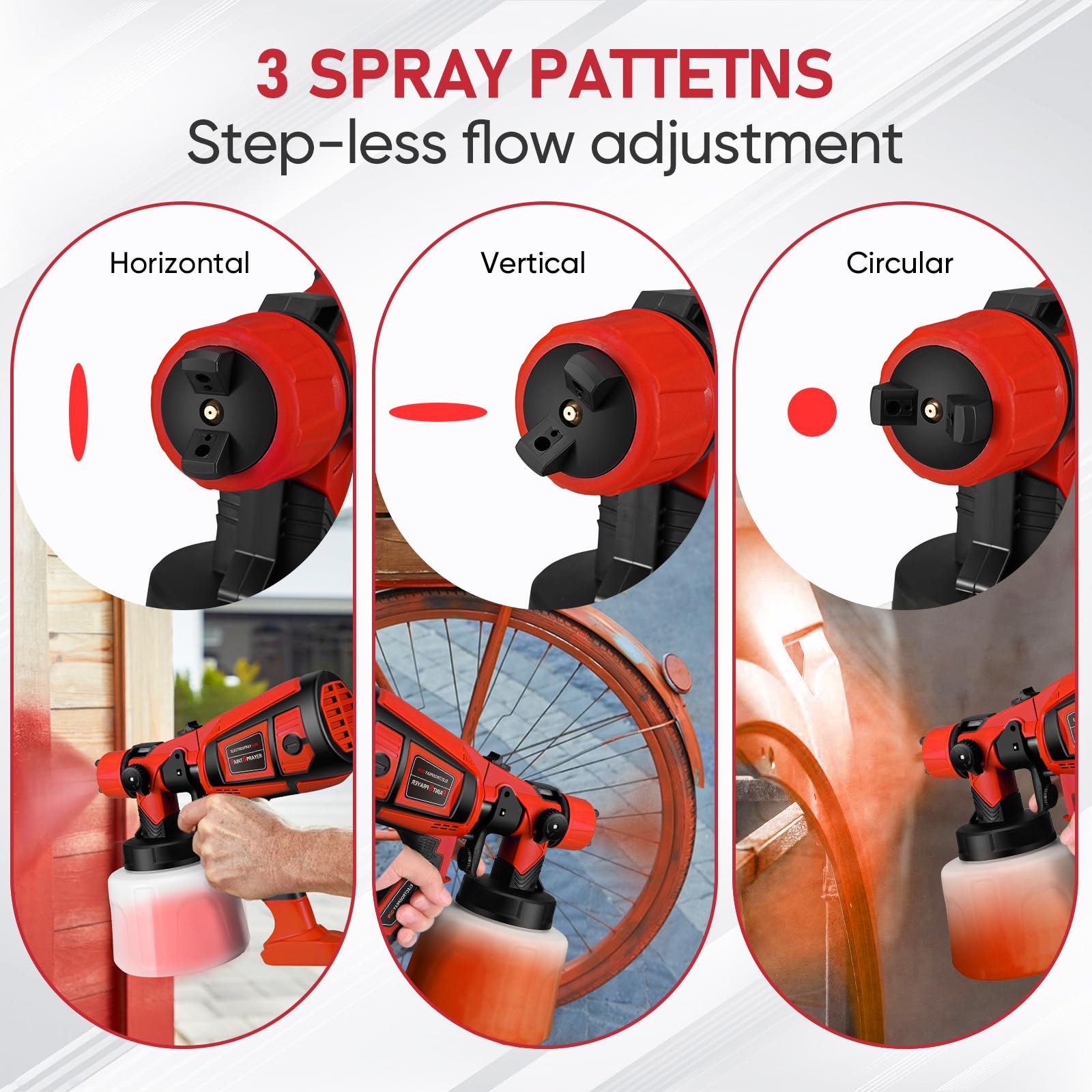 Pistola per vernice, 800 W HVLP spray per vernice elettrica con contenitore da 1400 ml, portata massima di 1000 ml/min,4 ugelli per la spruzzatura e la pulizia del fai da te