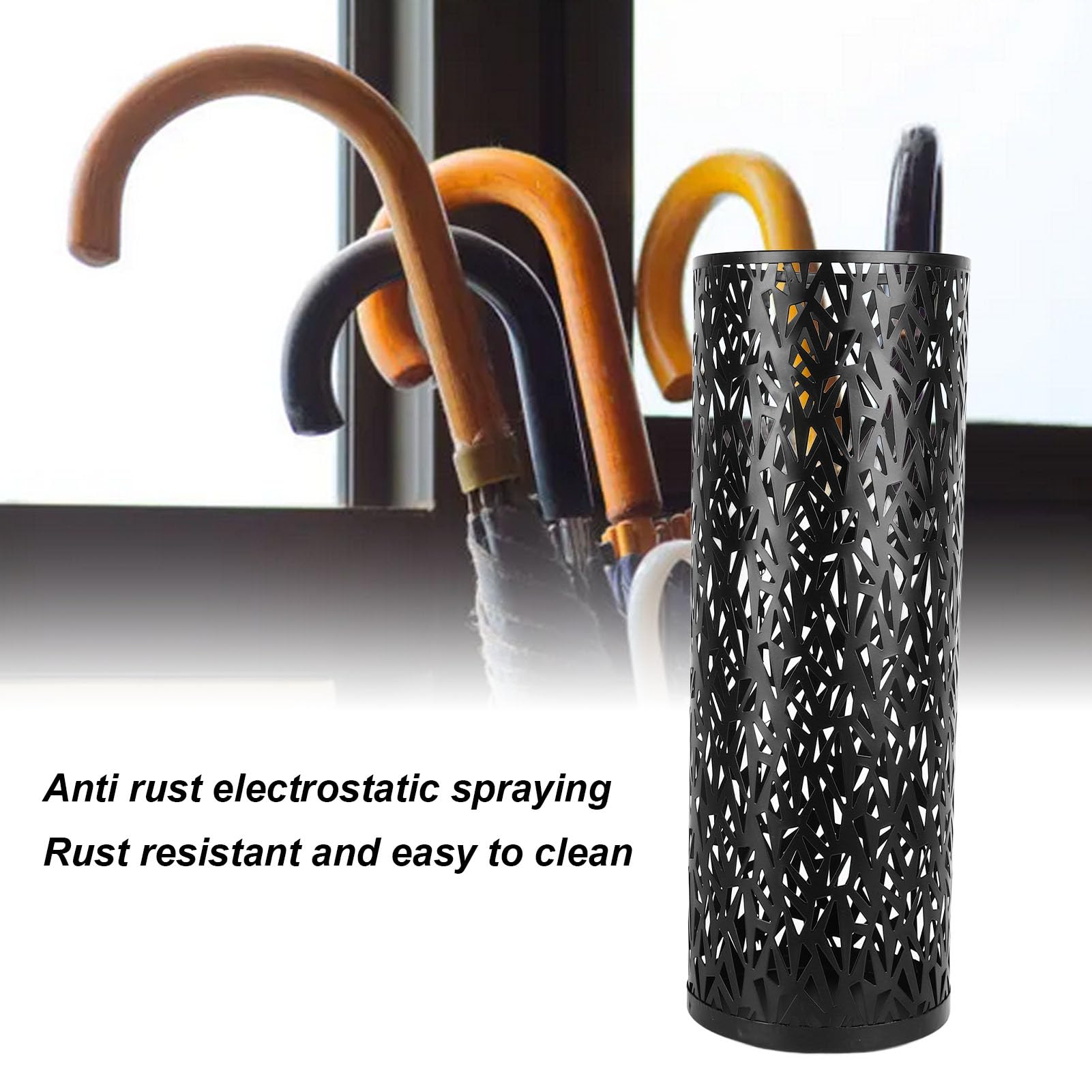 Round Metal Umbrella Holder, and Watertight, Modern Design, Stable for Entryway, Office, Home Use (S)