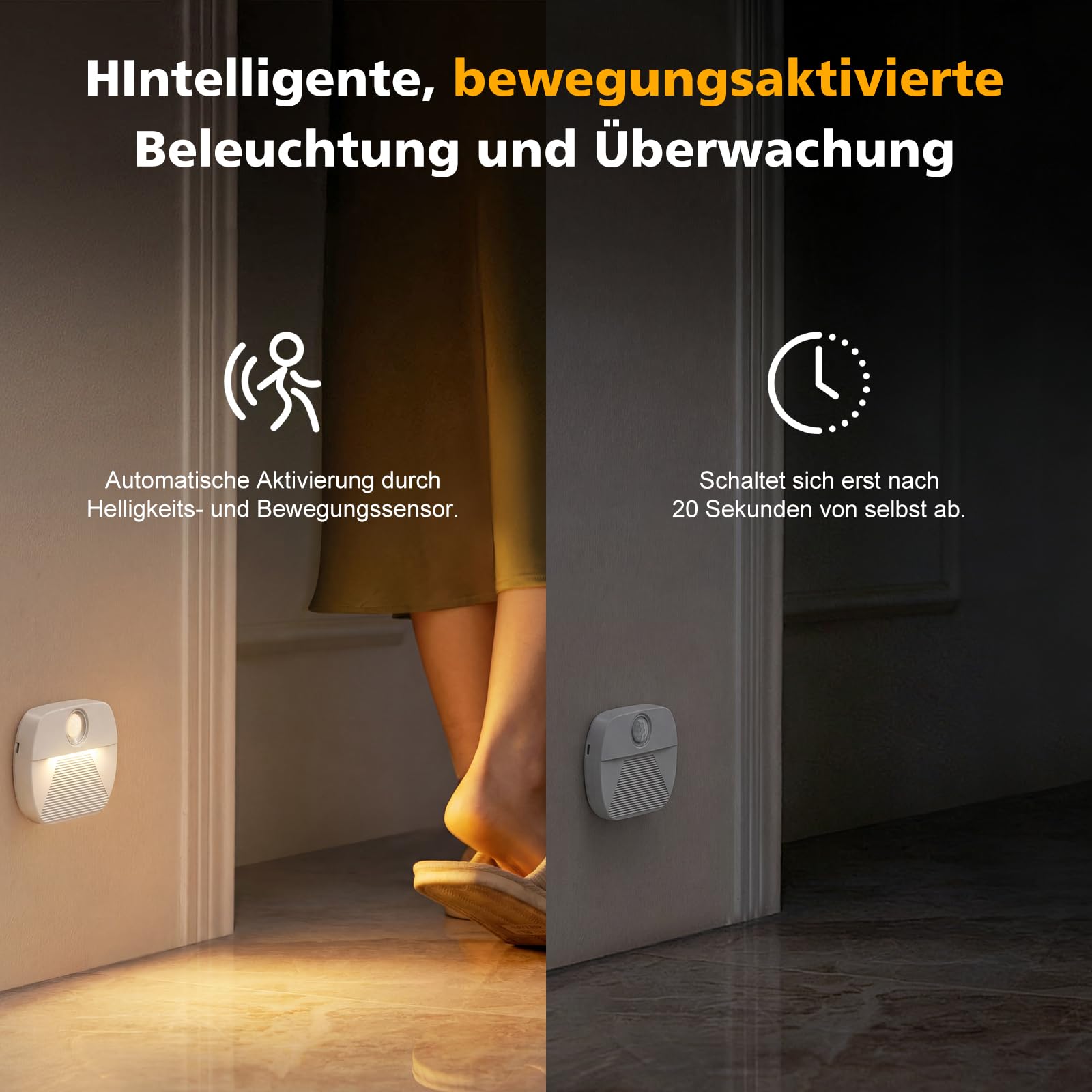 Artrastar, luce notturna a LED con sensore di movimento, confezione da 4, illuminazione per scale interna, luce notturna per bambini, accensione e spegnimento automatico, ideale per corridoio, bagno