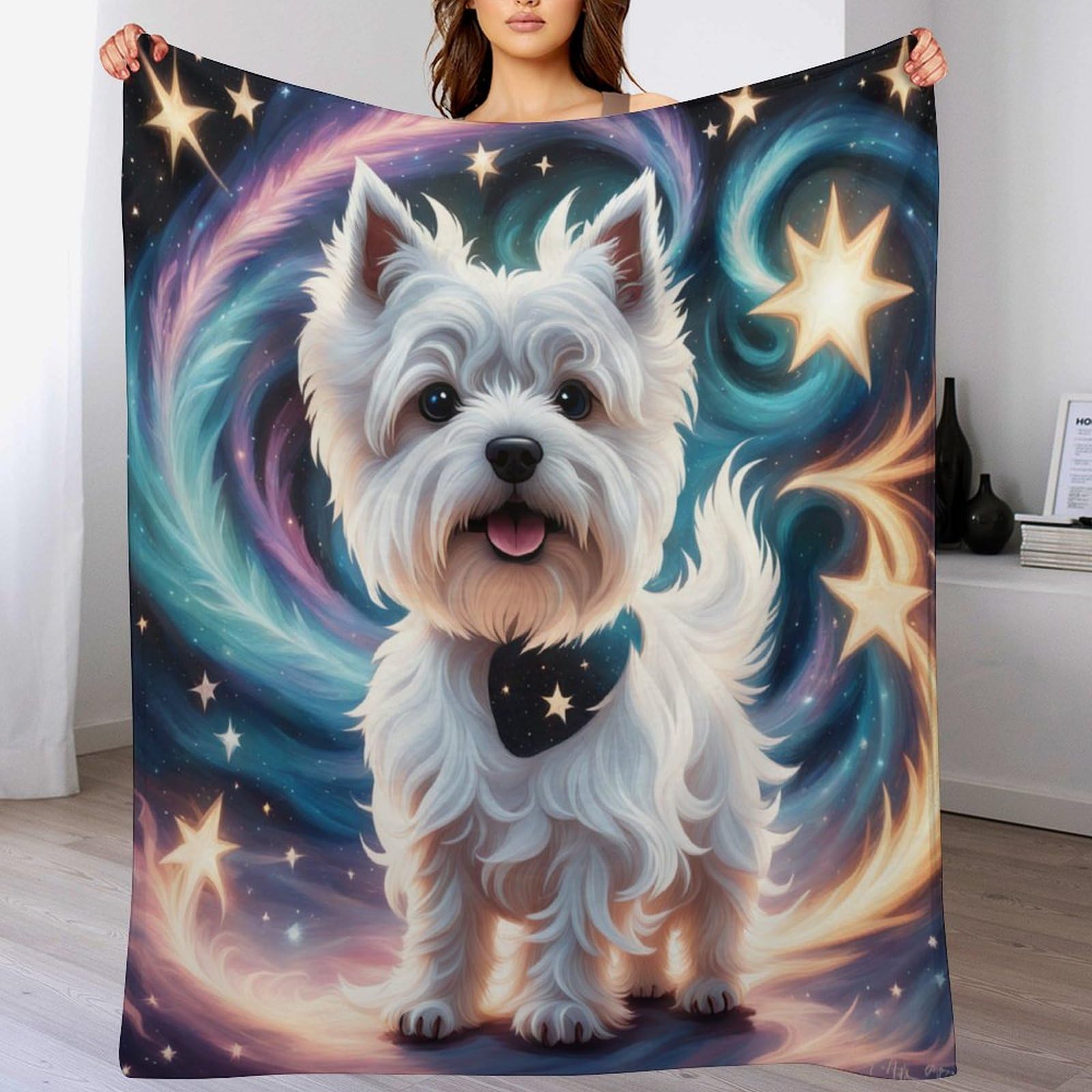 Couverture Luxe Motif Chien Douceur Flanelle 180x200cm