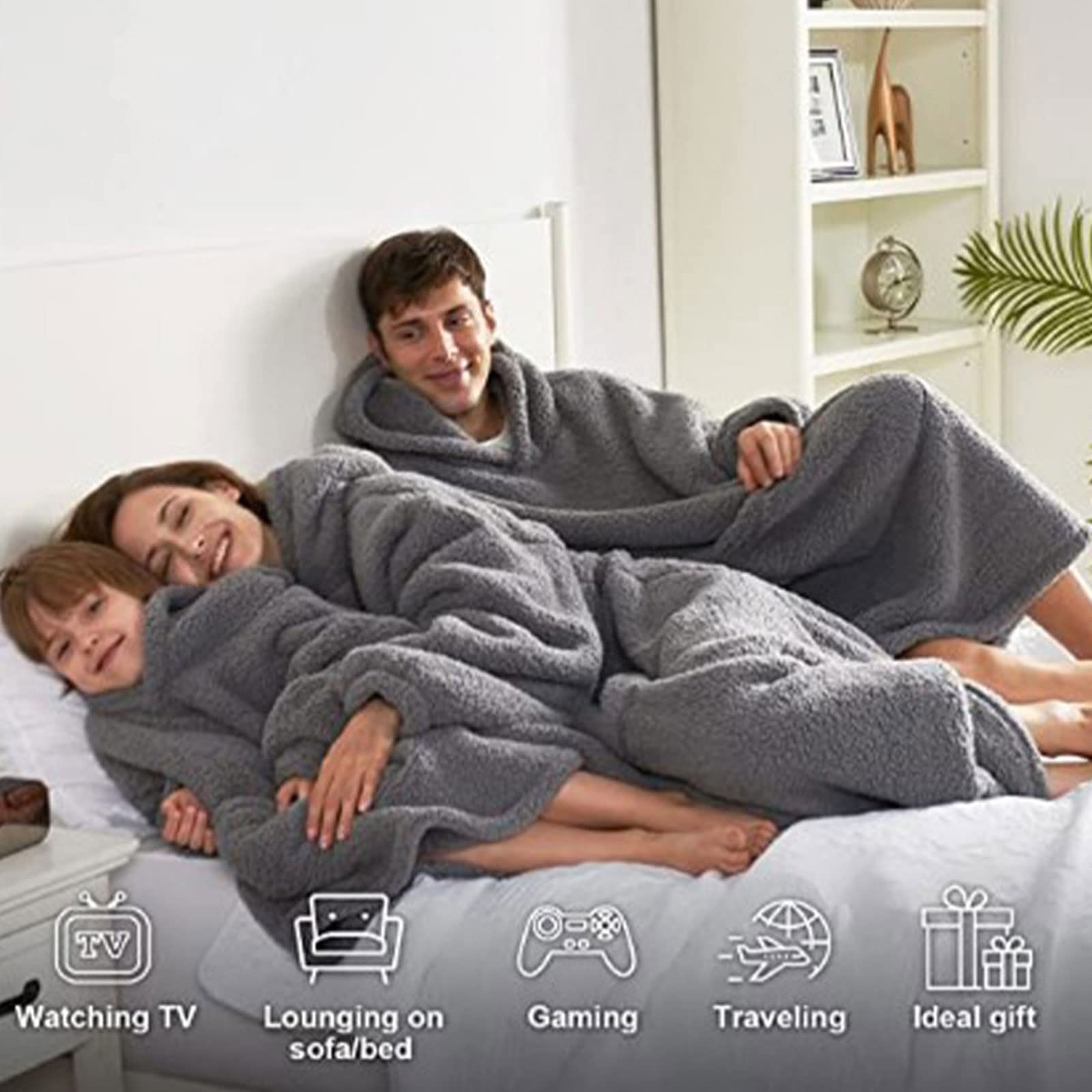 Coperta Donna con Cappuccio e Felpe Felpone Oversize Blanket Pullover Confortevole Adulti, Uomini, Felpe Invernali con Felpa con Cappuccio Tascabile, Ragazzi e Bambini per Divano TV Casa