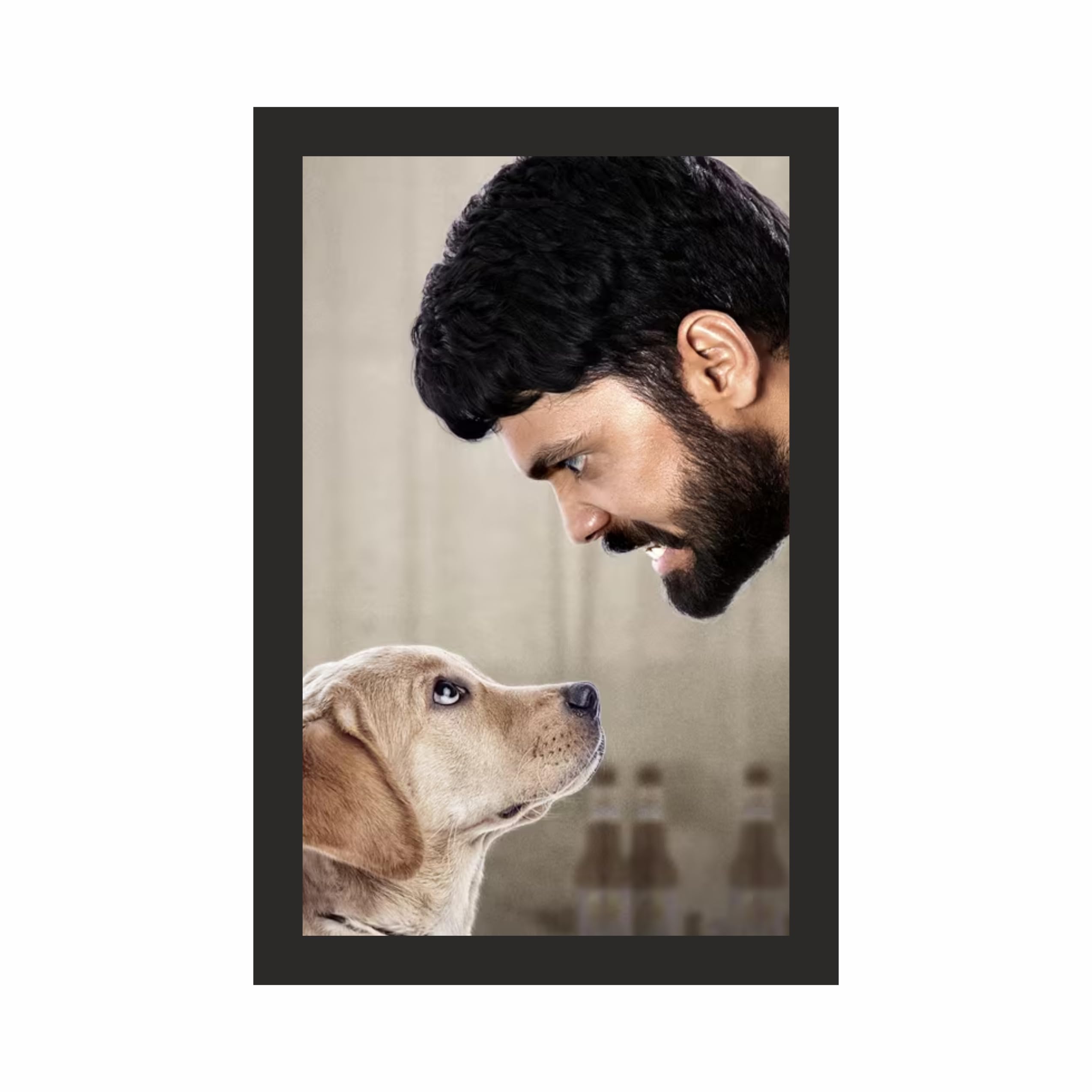 Man and Puppy Wall Art Frame 12x18 Inch
