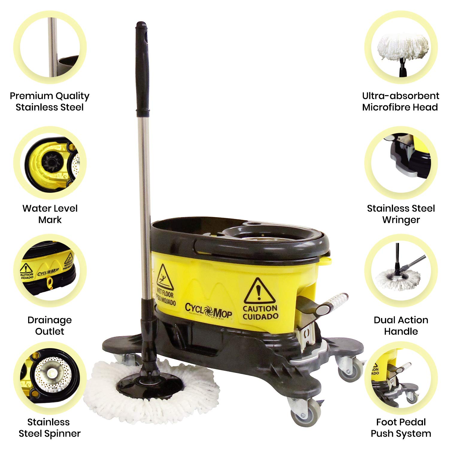 Cyclomop Heavy Duty Commercial & industrial Spin Mop and Bucket set