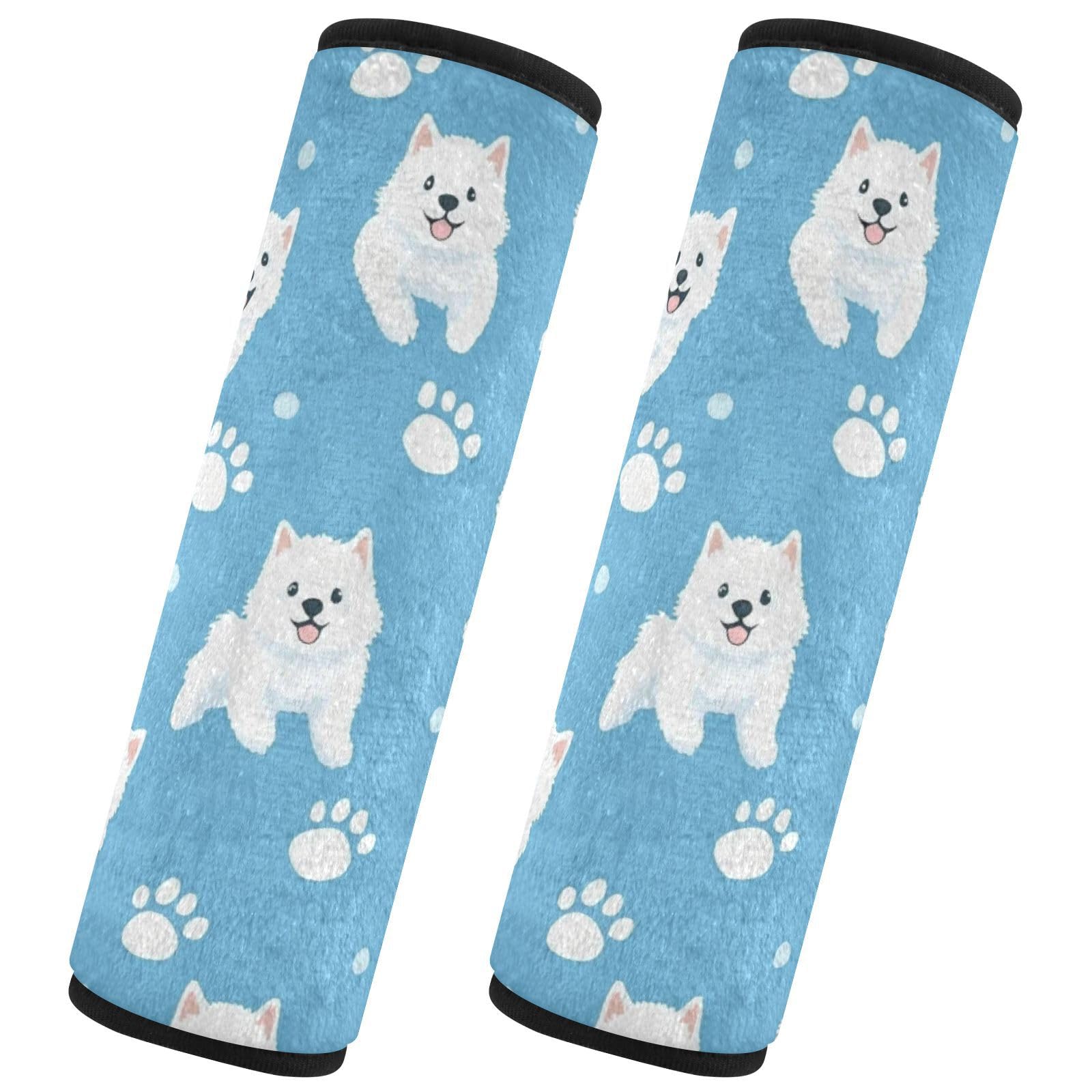 Seat Belt Covers 2 Pack Cute Samoyed Car Seat Strap Covers Super Soft Dogs Paws Car Seat Neck Cover for Boys Girls Adults Babies S