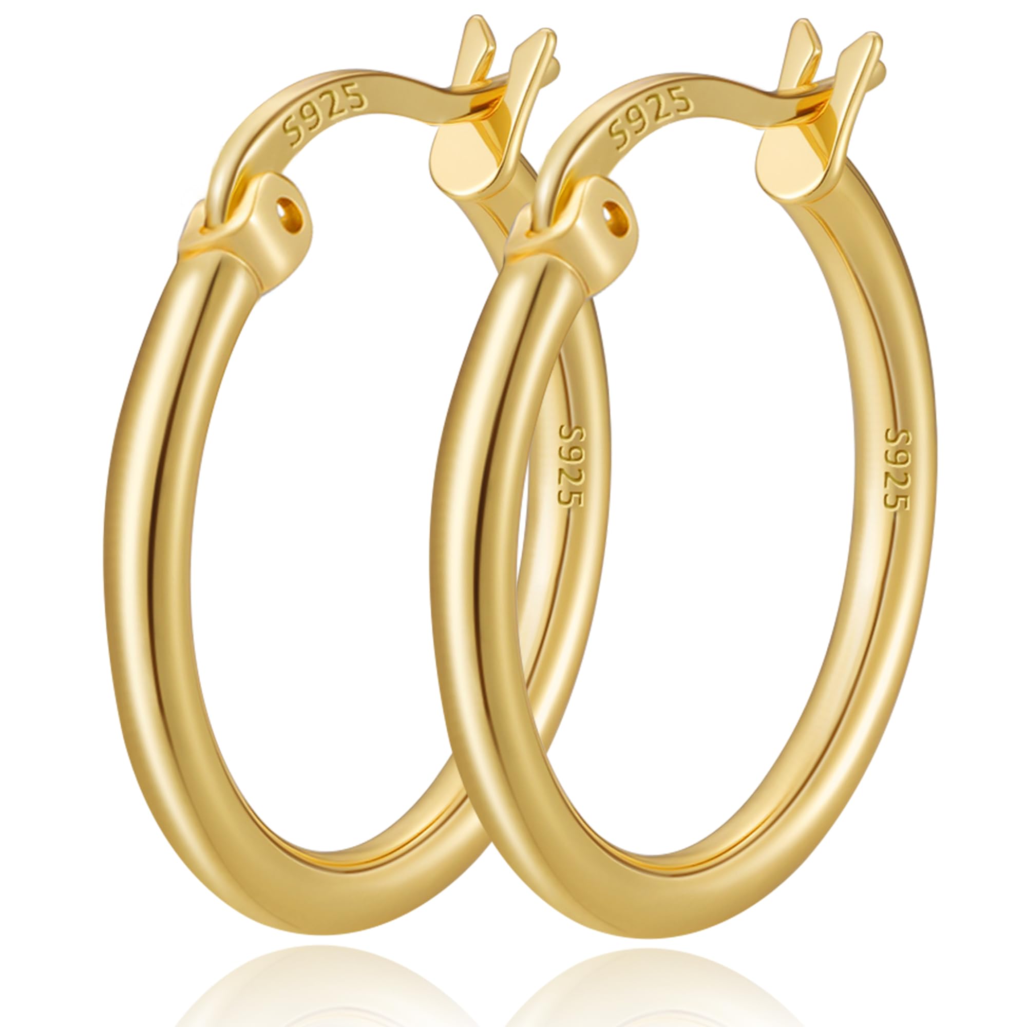 DORANA 2 mm Große Goldene Ohrringe Creolen für Damen Hypoallergene Große Creolen Nicht Anlaufender Schmuck Ohrringe Gold