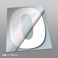 Vista 5 de iSYFIX - Calcomanías de vinilo blancas con número 0 (cero) - Juego de 6 unidades de 1.5 pulgadas autoadhesivas - Decalcomanías premium troqueladas