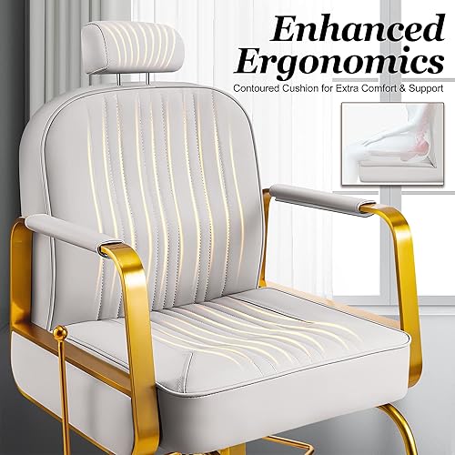 Miniatura 8 de Basha - Silla de peluquero reclinable para estilista silla de pelo multiusos con bomba hidráulica silla de peluquería profesional silla de champú